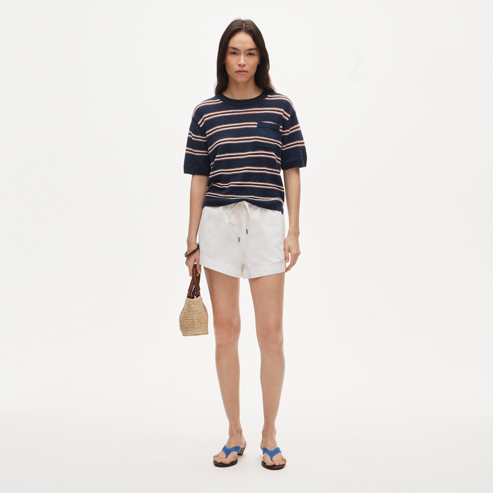 Relaxed pocket sweater-tee in stripe