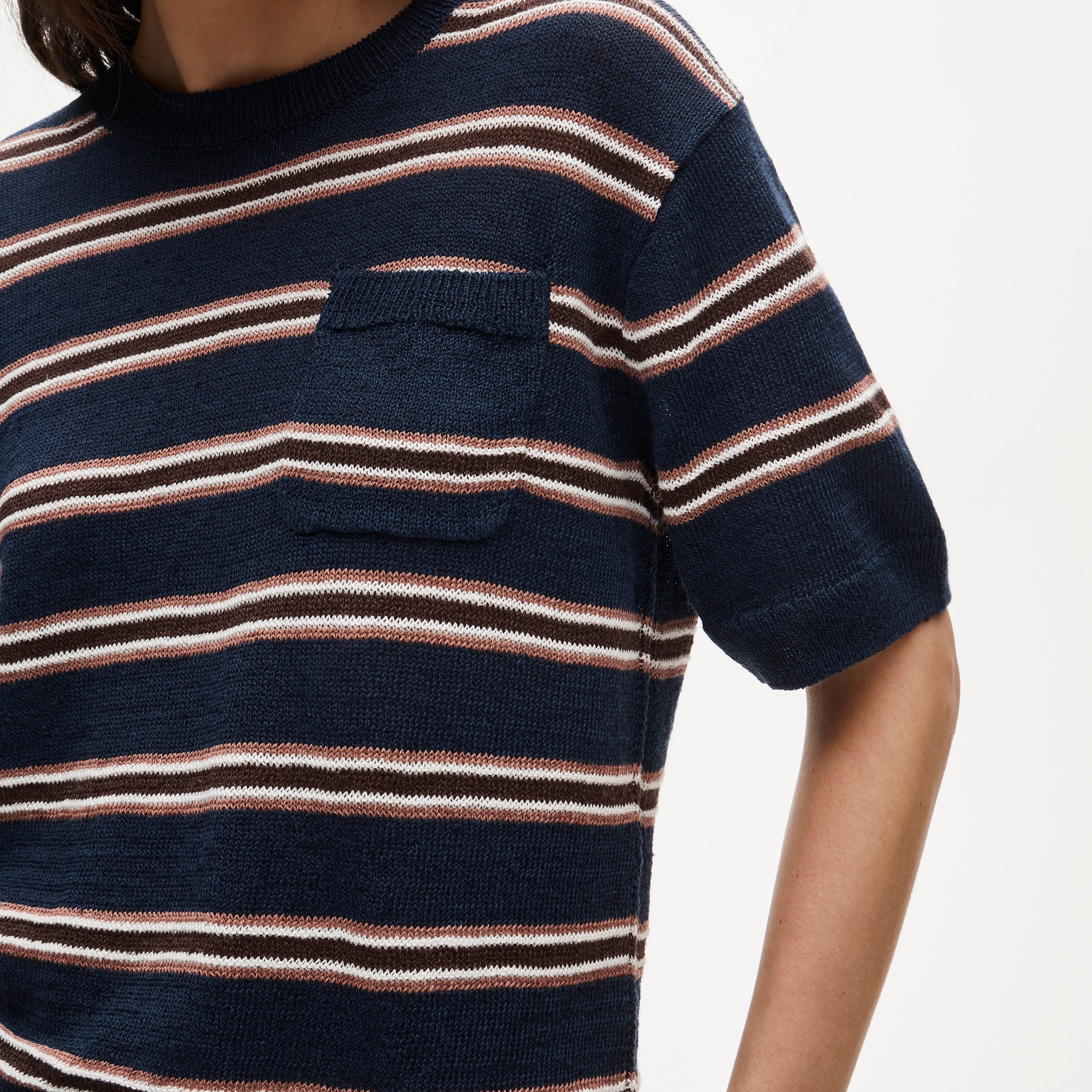 Relaxed pocket sweater-tee in stripe