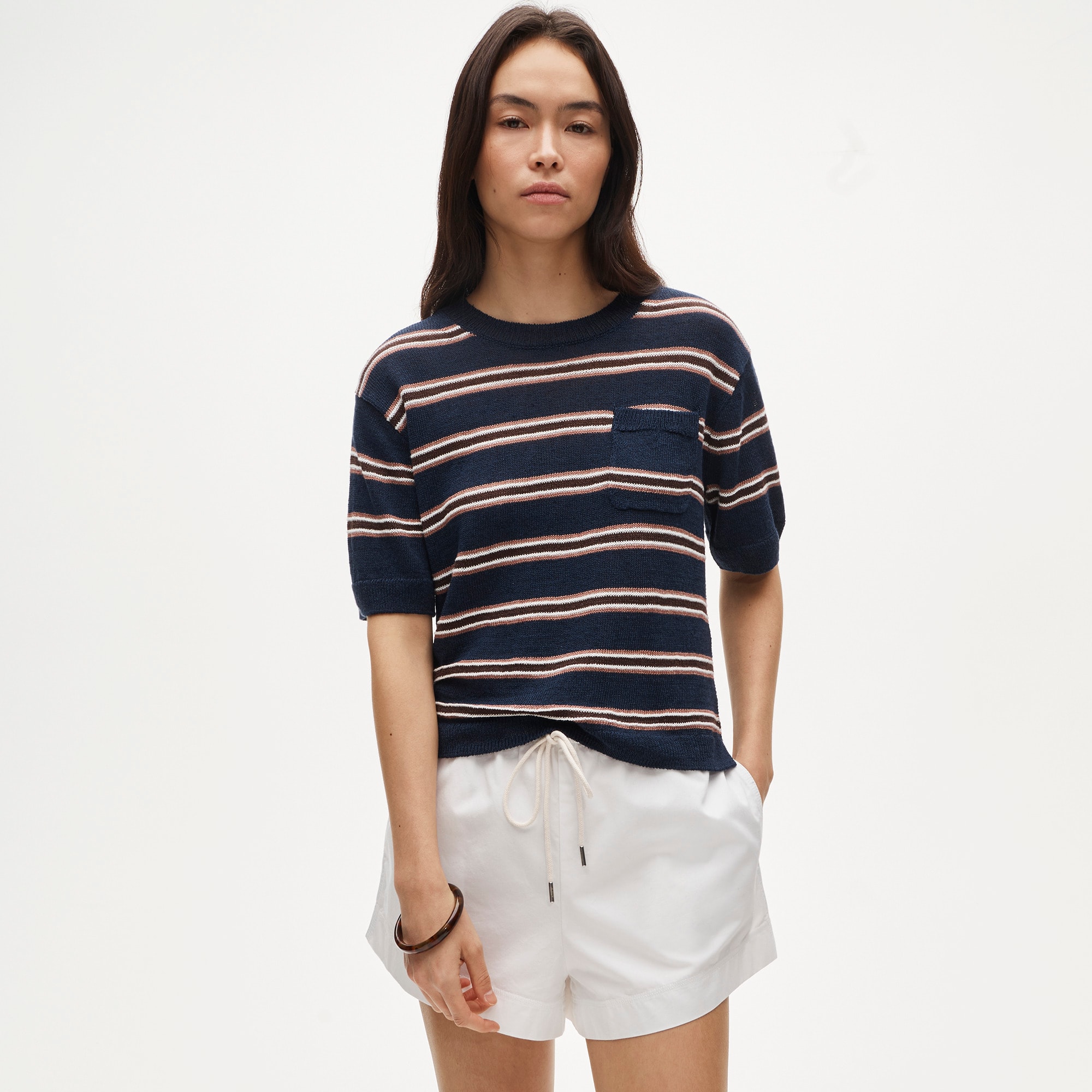 Relaxed pocket sweater-tee in stripe - image 2