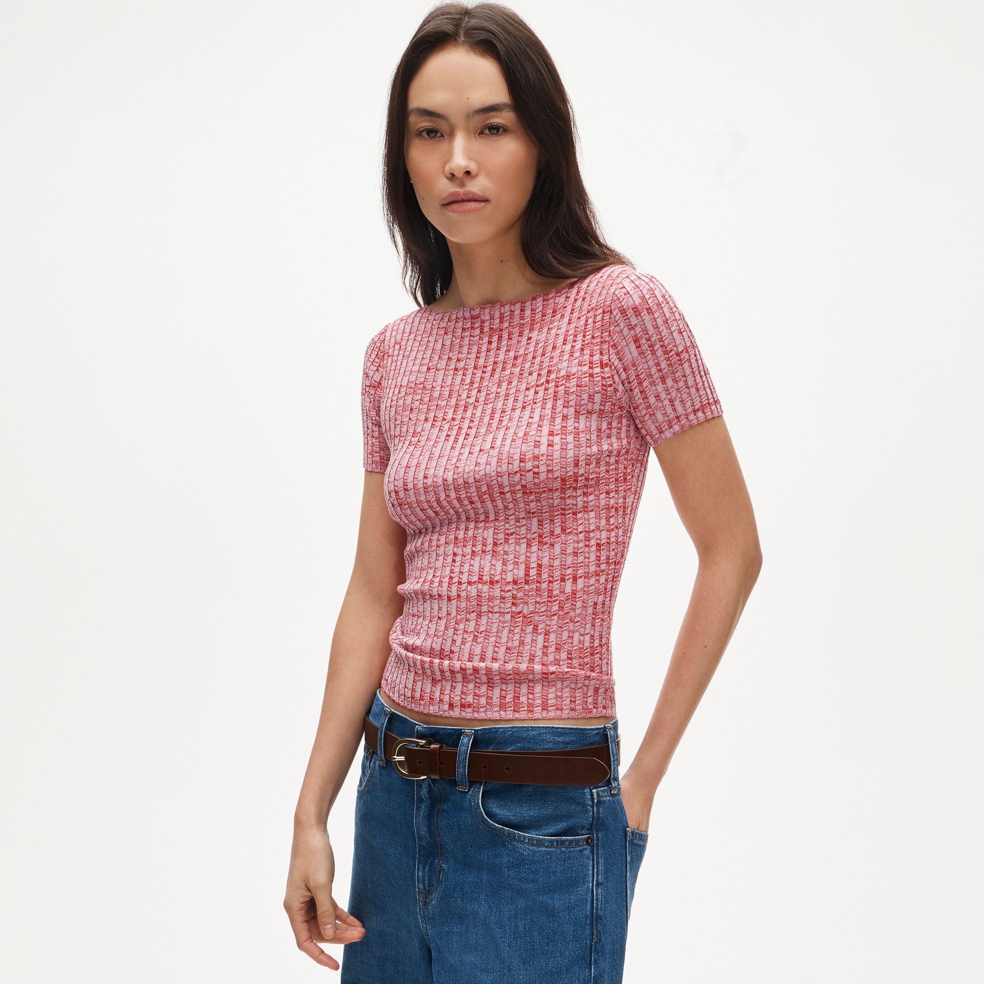 Space-dyed boatneck sweater-tee - image 2