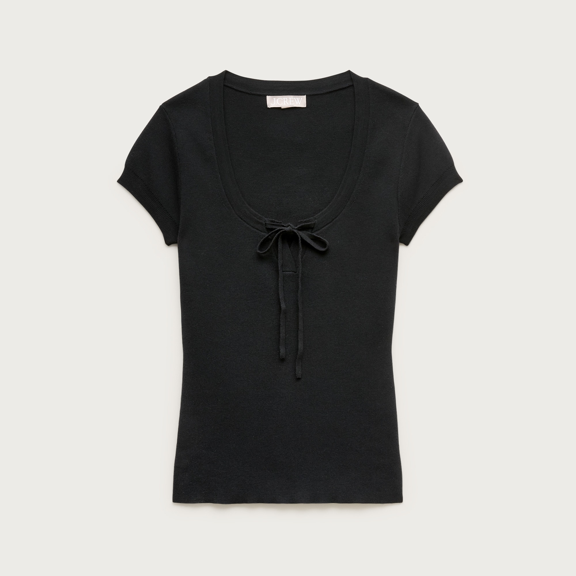 Tie-front short-sleeve sweater