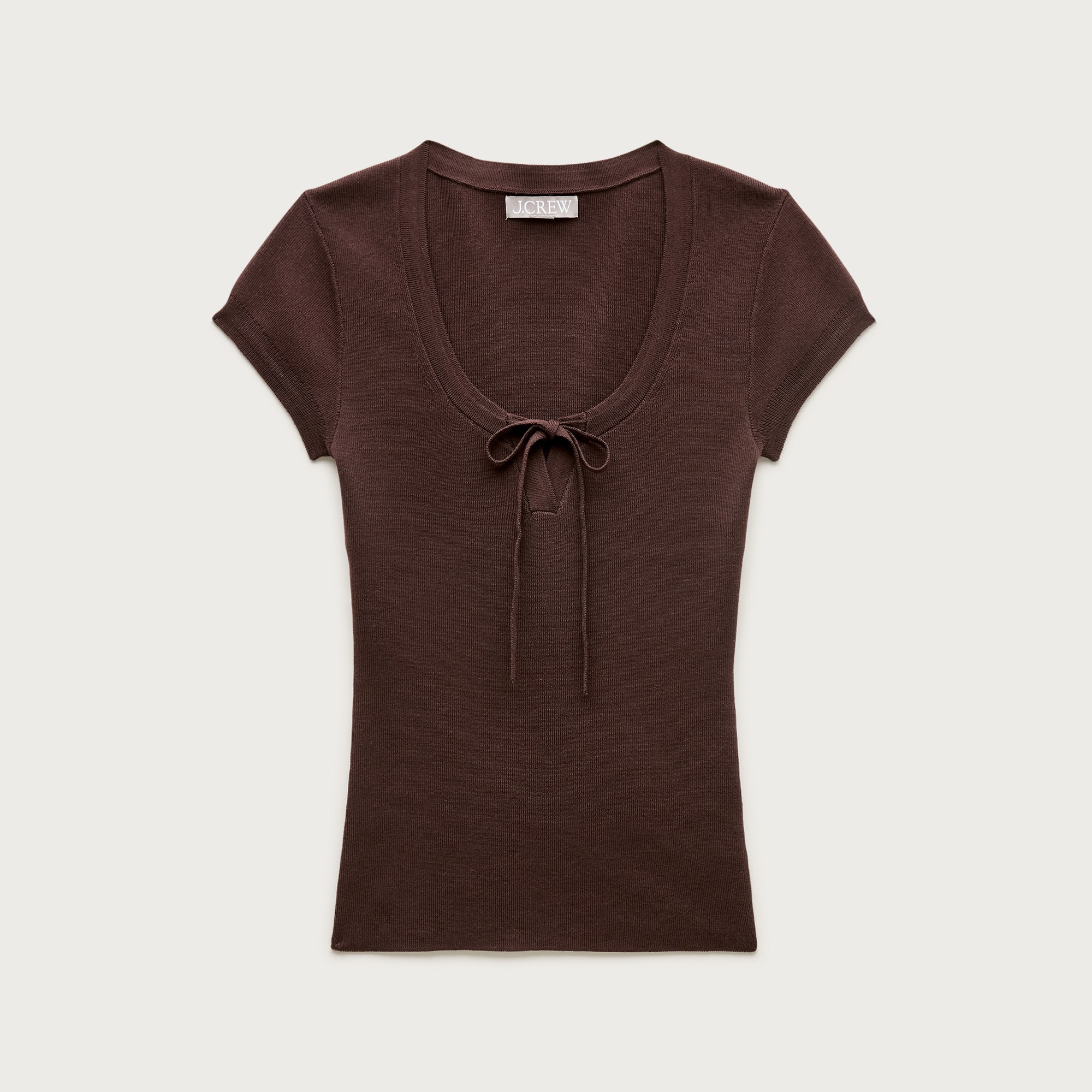 Tie-front short-sleeve sweater