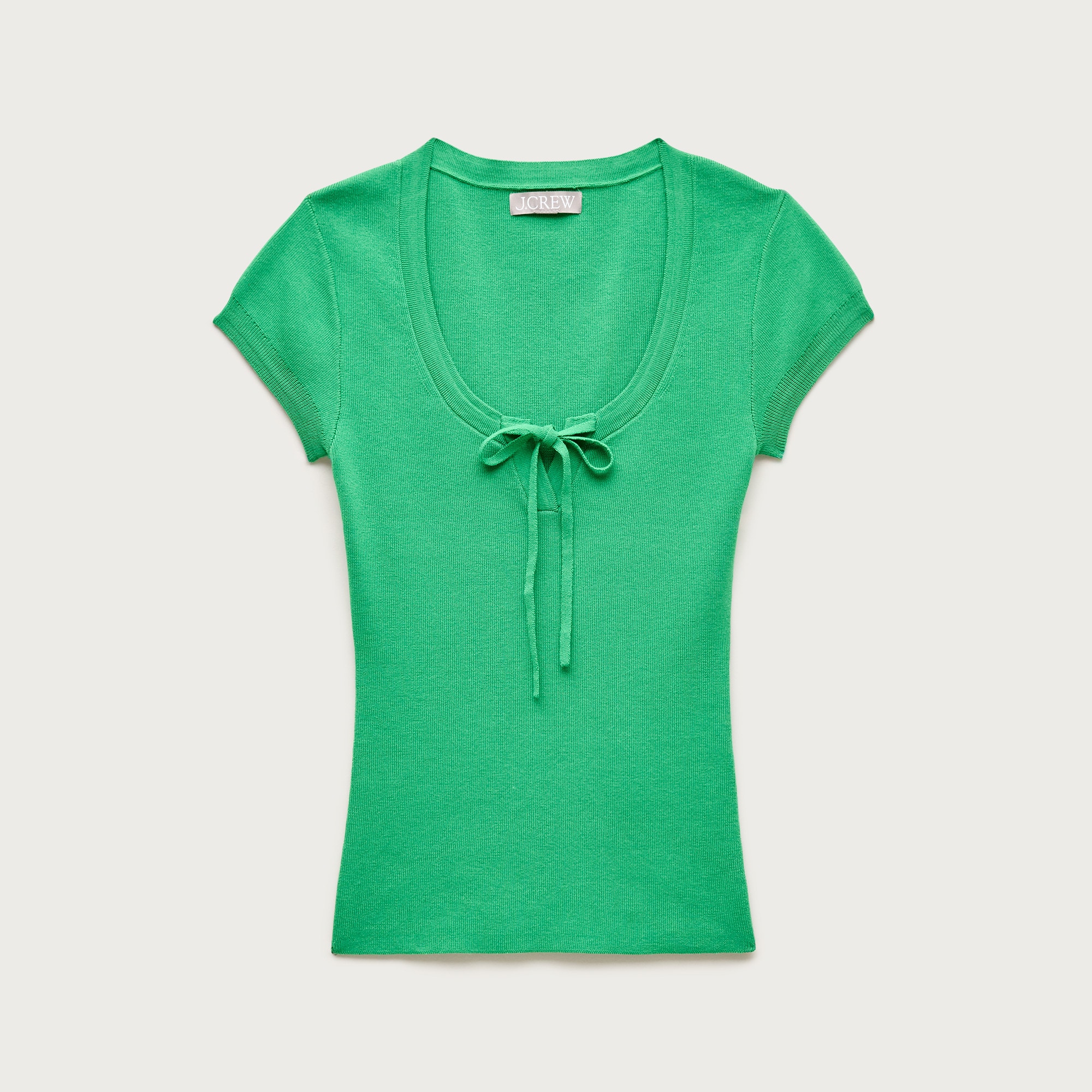 Tie-front short-sleeve sweater