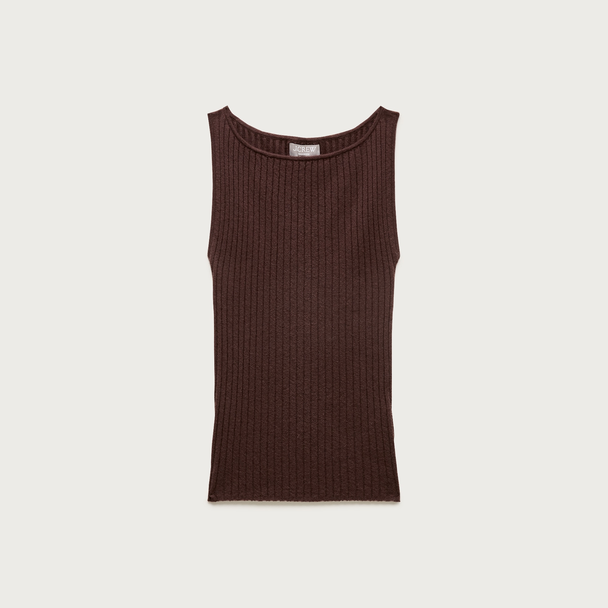Featherweight cashmere boatneck ribbed tank top