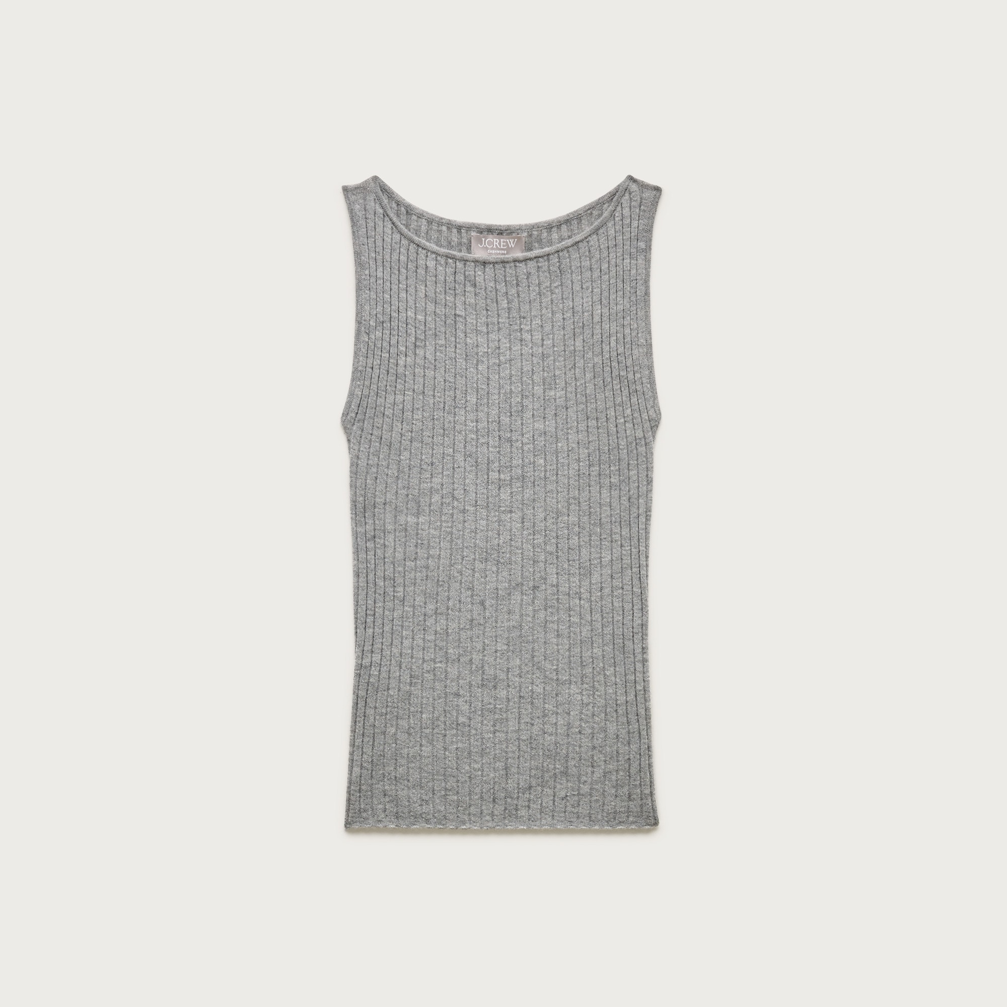 Featherweight cashmere boatneck ribbed tank top