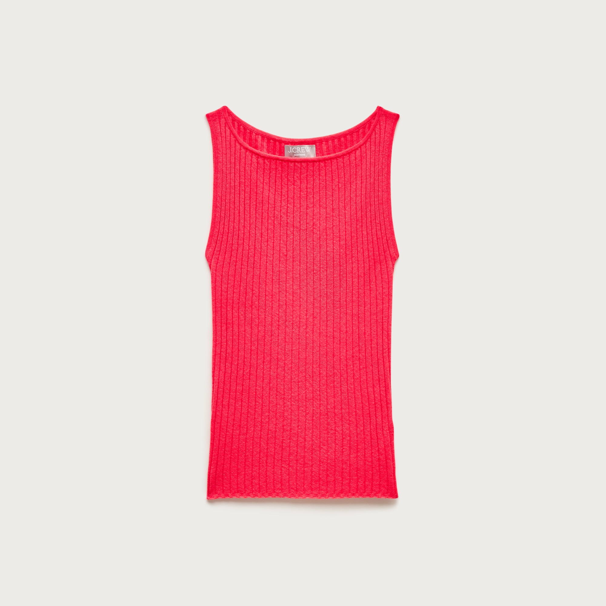 Featherweight cashmere boatneck ribbed tank top