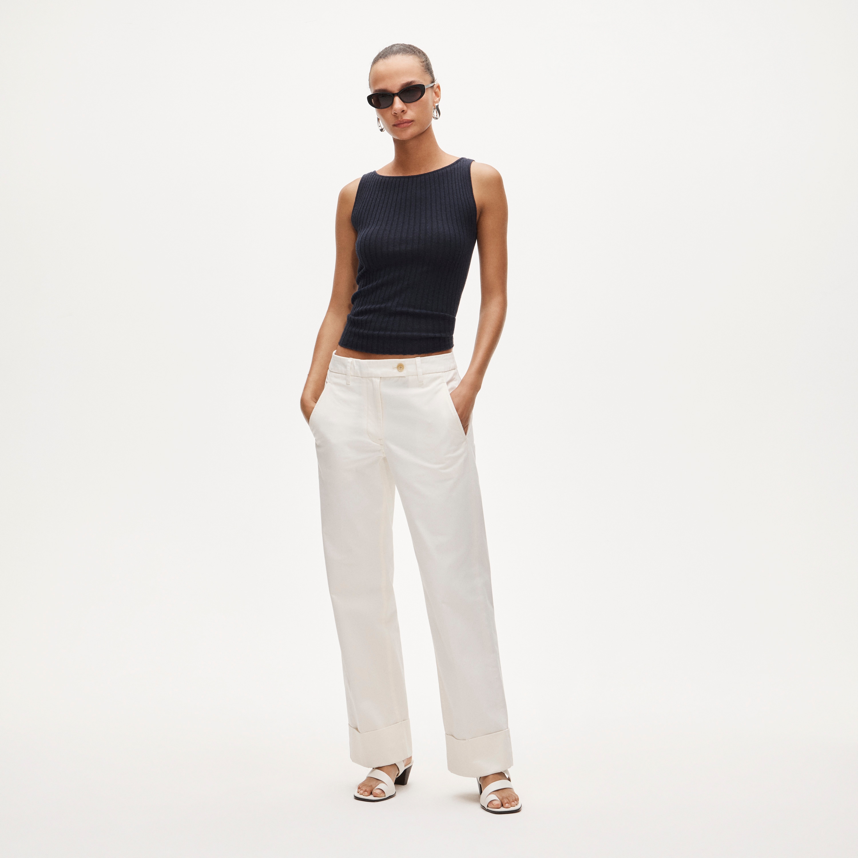 Featherweight Cashmere Boatneck Ribbed Tank Top For Women | J.Crew
