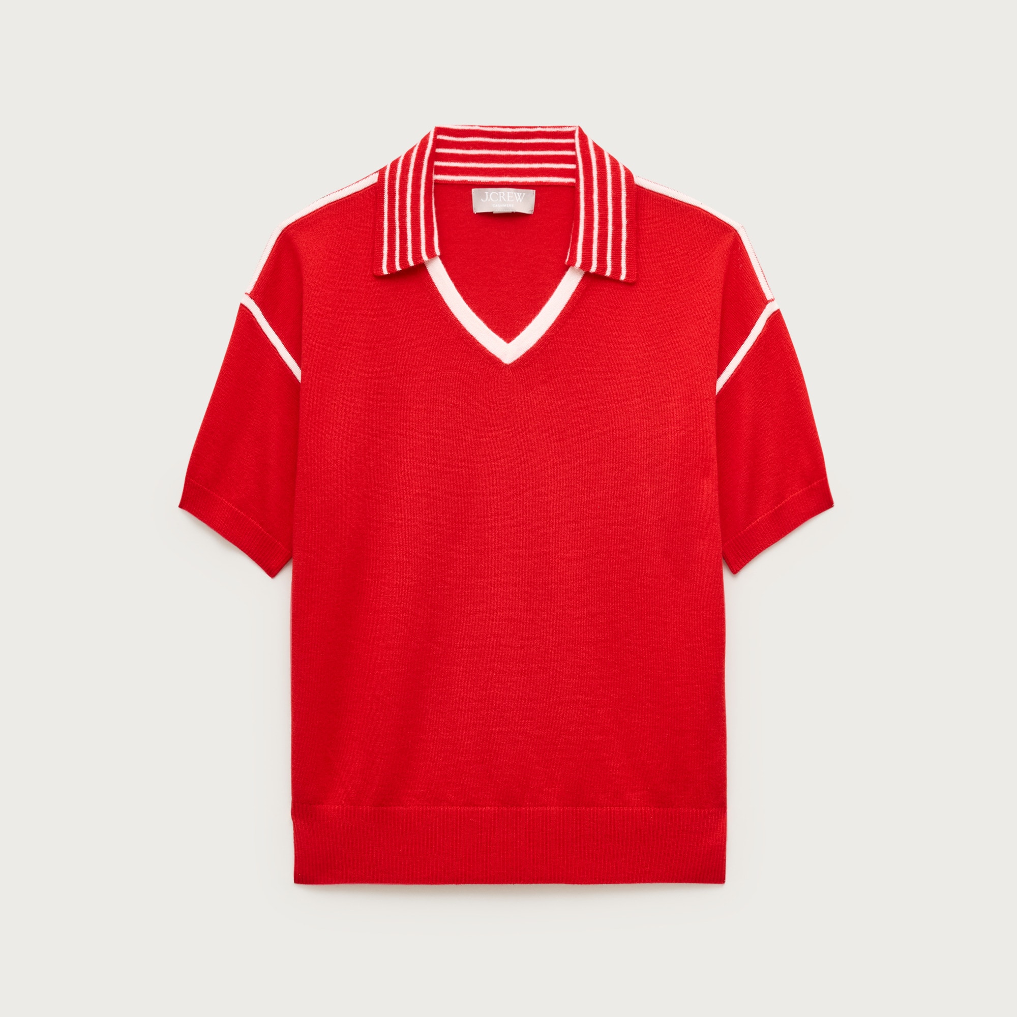 Featherweight cashmere high V-neck sweater-polo from J.Crew - $168
