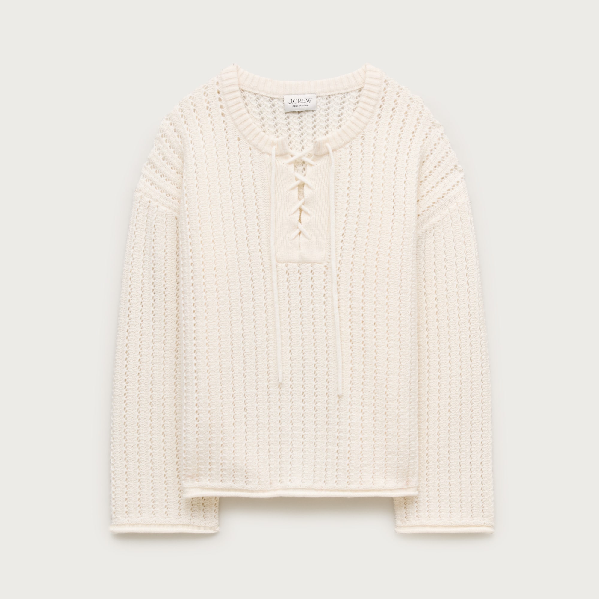 j.crew ニット　フリル　90s kiosque cc Cashmere Cable-knit Blouson-sleeve Sweater For Women | J.Crew