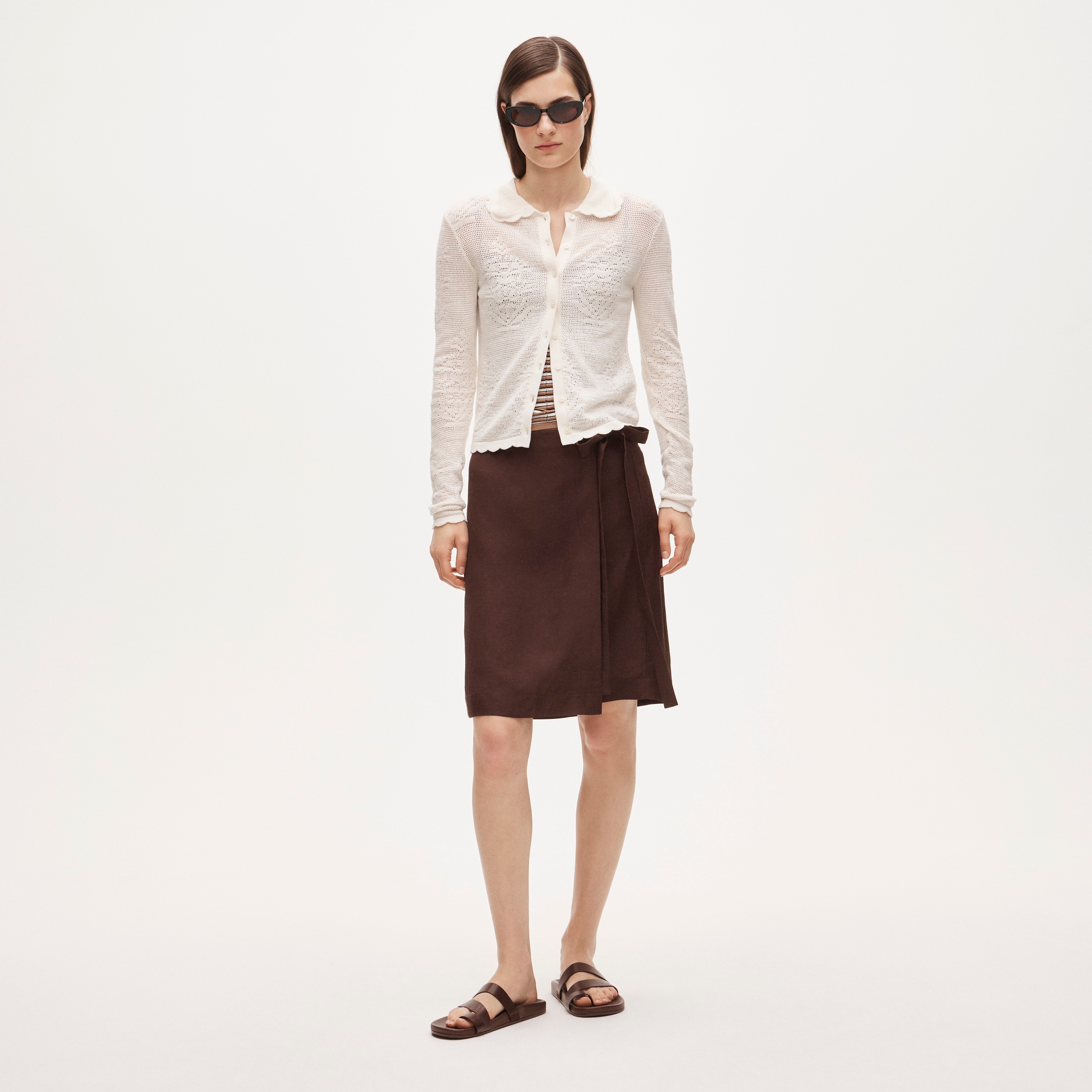 Pointelle floral cardigan
