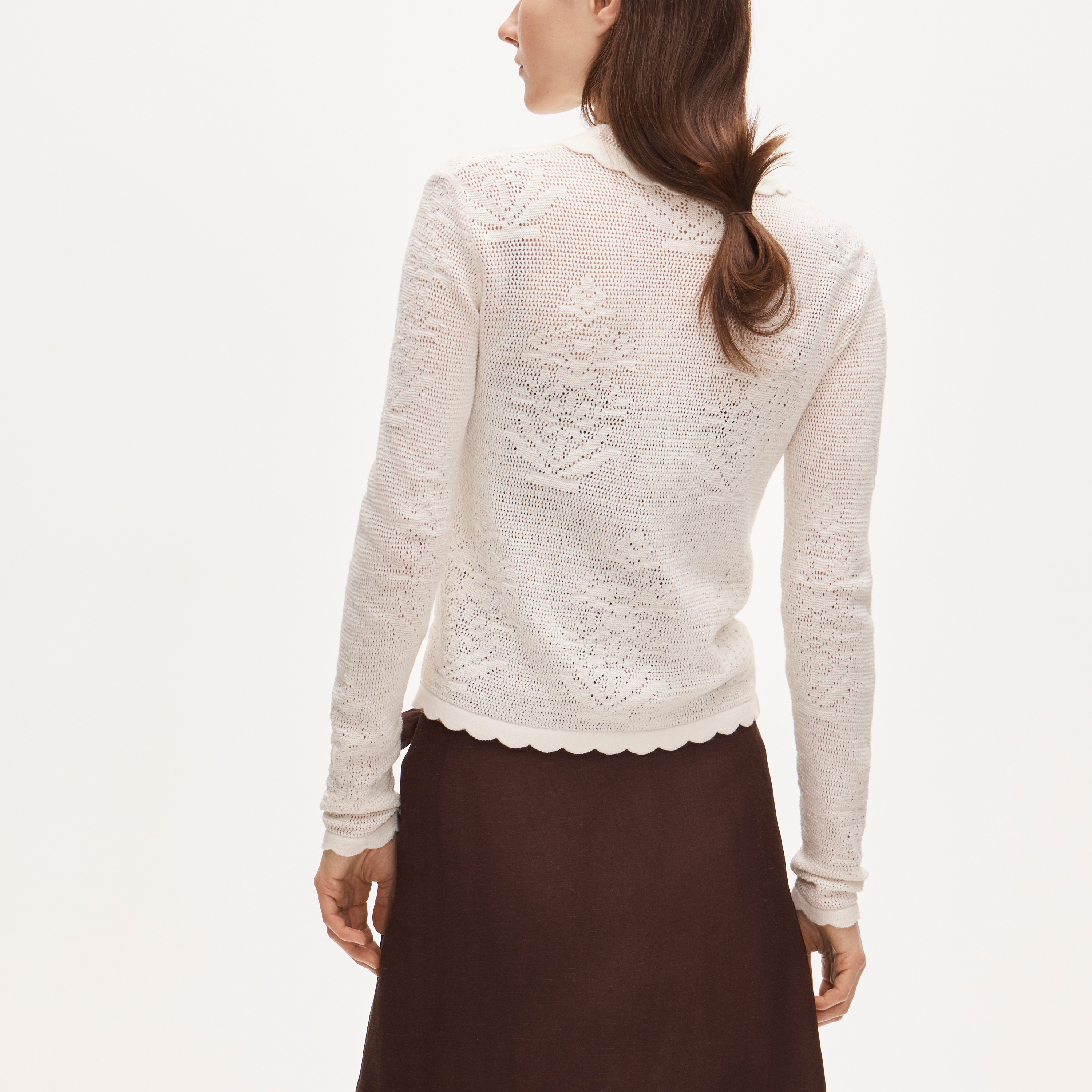 Pointelle floral cardigan