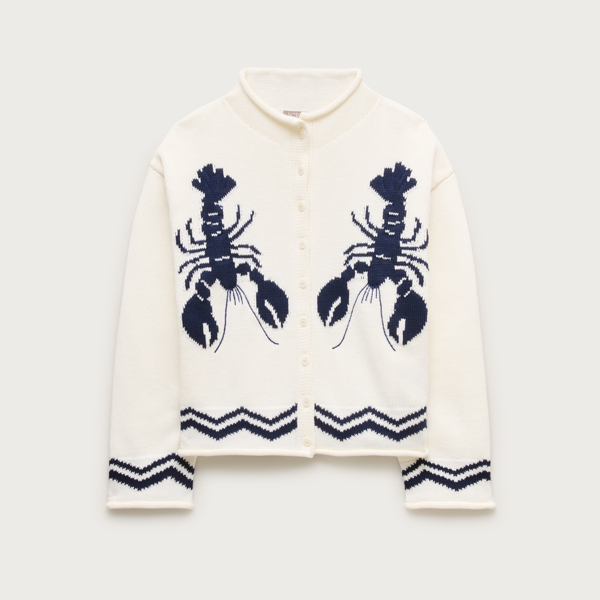 2025 Rollneck™ cardigan with lobster intarsia from J.Crew - $207