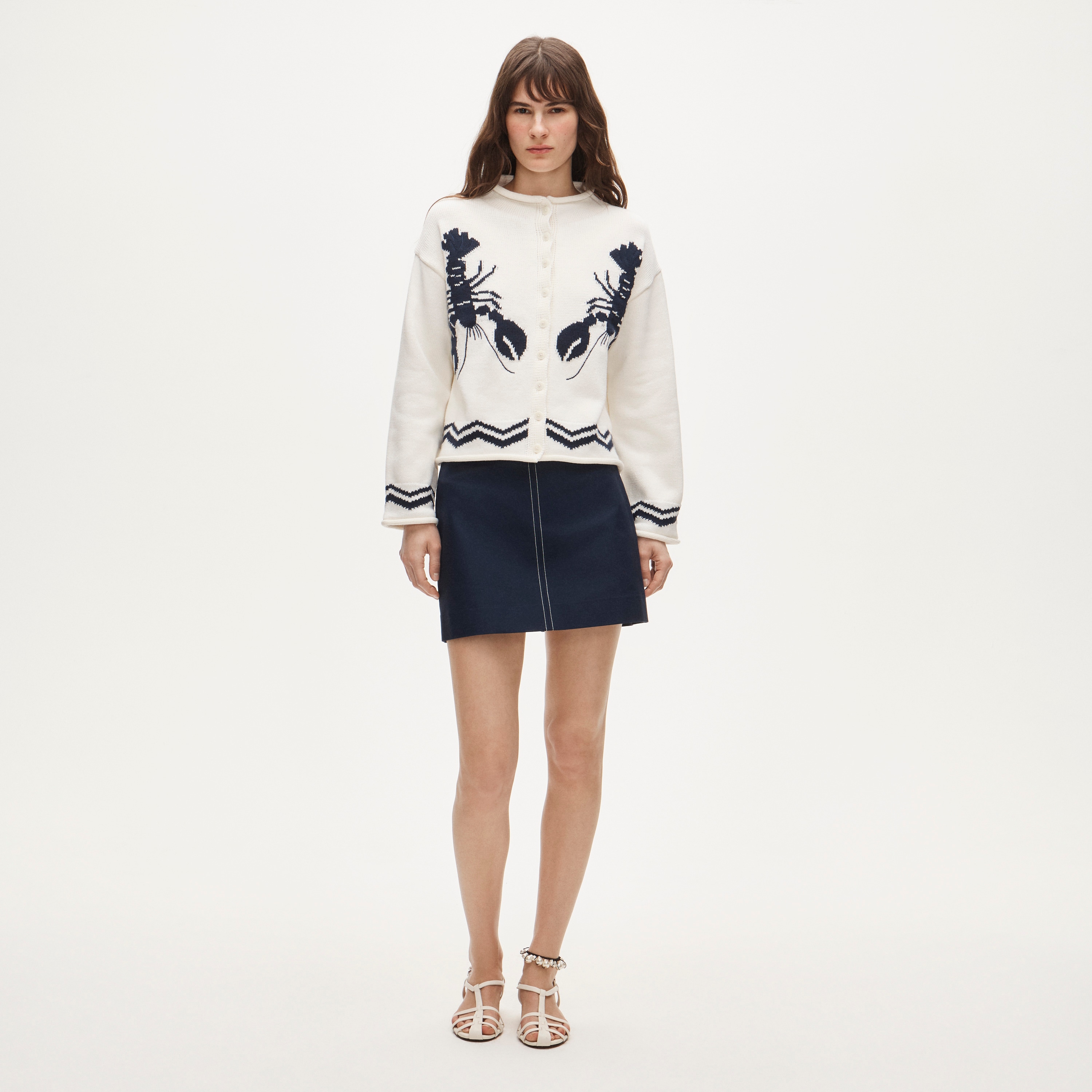 2025 Rollneck™ Cardigan With Lobster Intarsia For Women | J.Crew