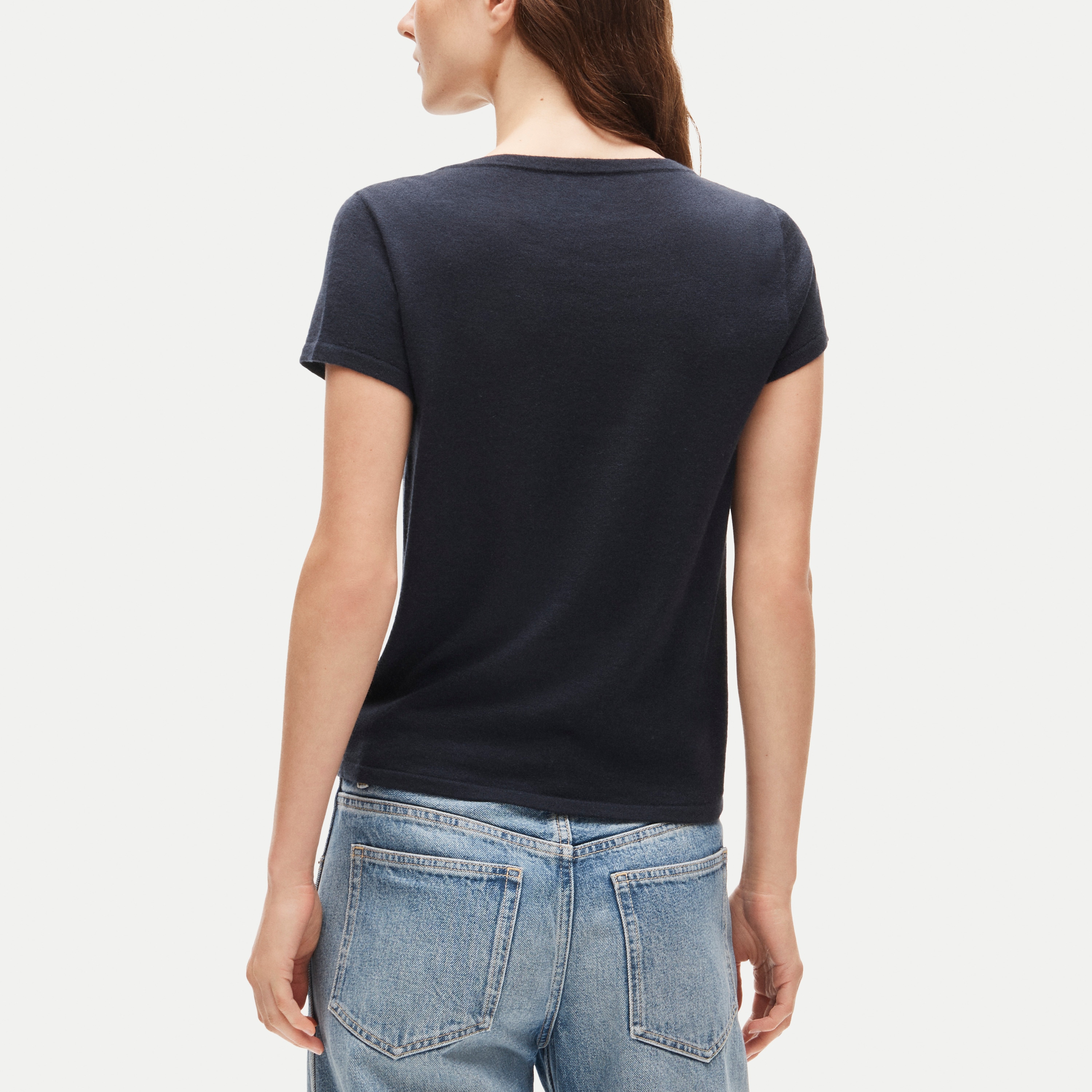 Featherweight cashmere beaded "La mer" graphic sweater-tee