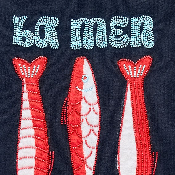 Featherweight cashmere "la mer" graphic sweater-tee NAVY RED