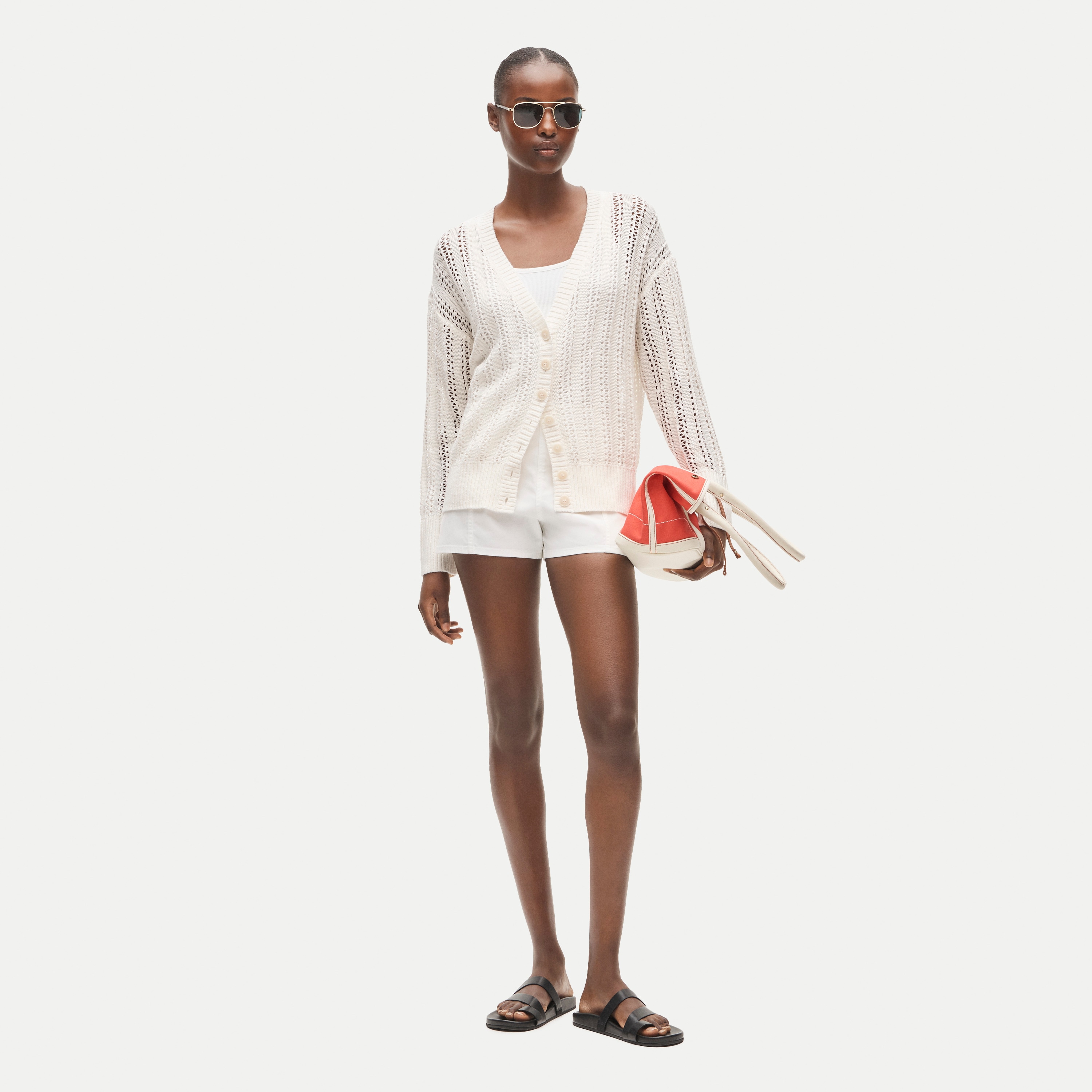Pointelle V-neck cardigan