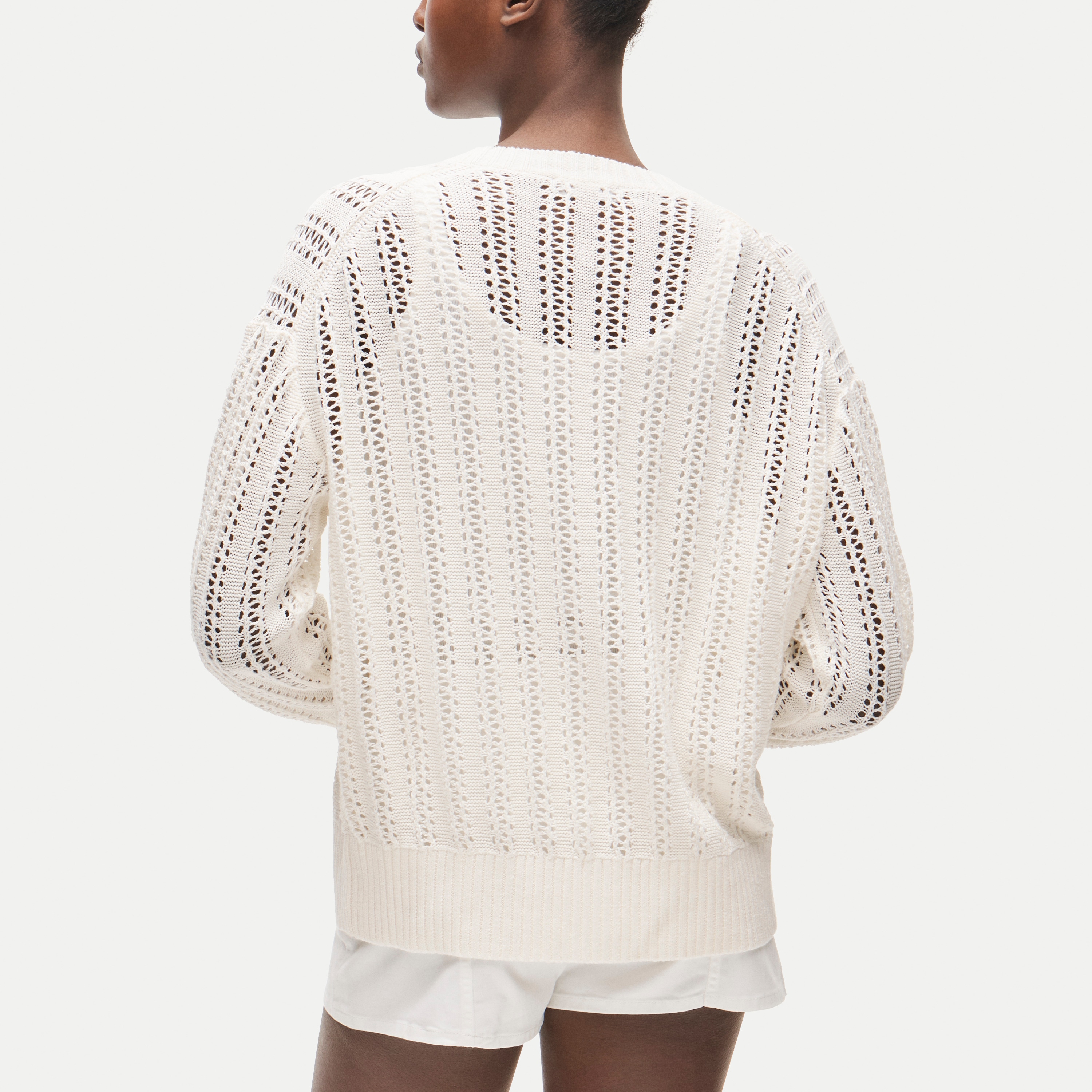 Pointelle V-neck cardigan