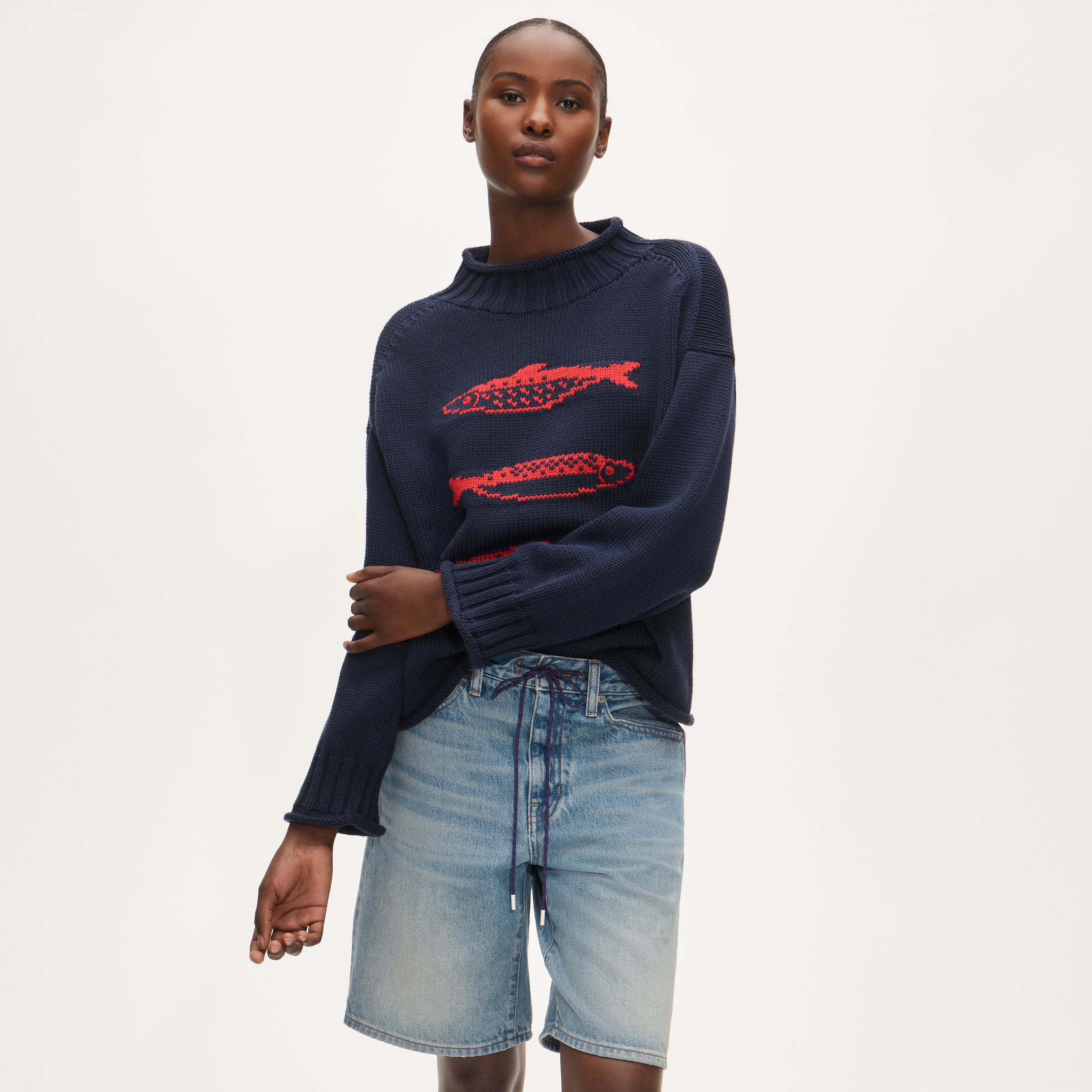 2025 Rollneck™ Sweater With Sardine Intarsia For Women | J.Crew