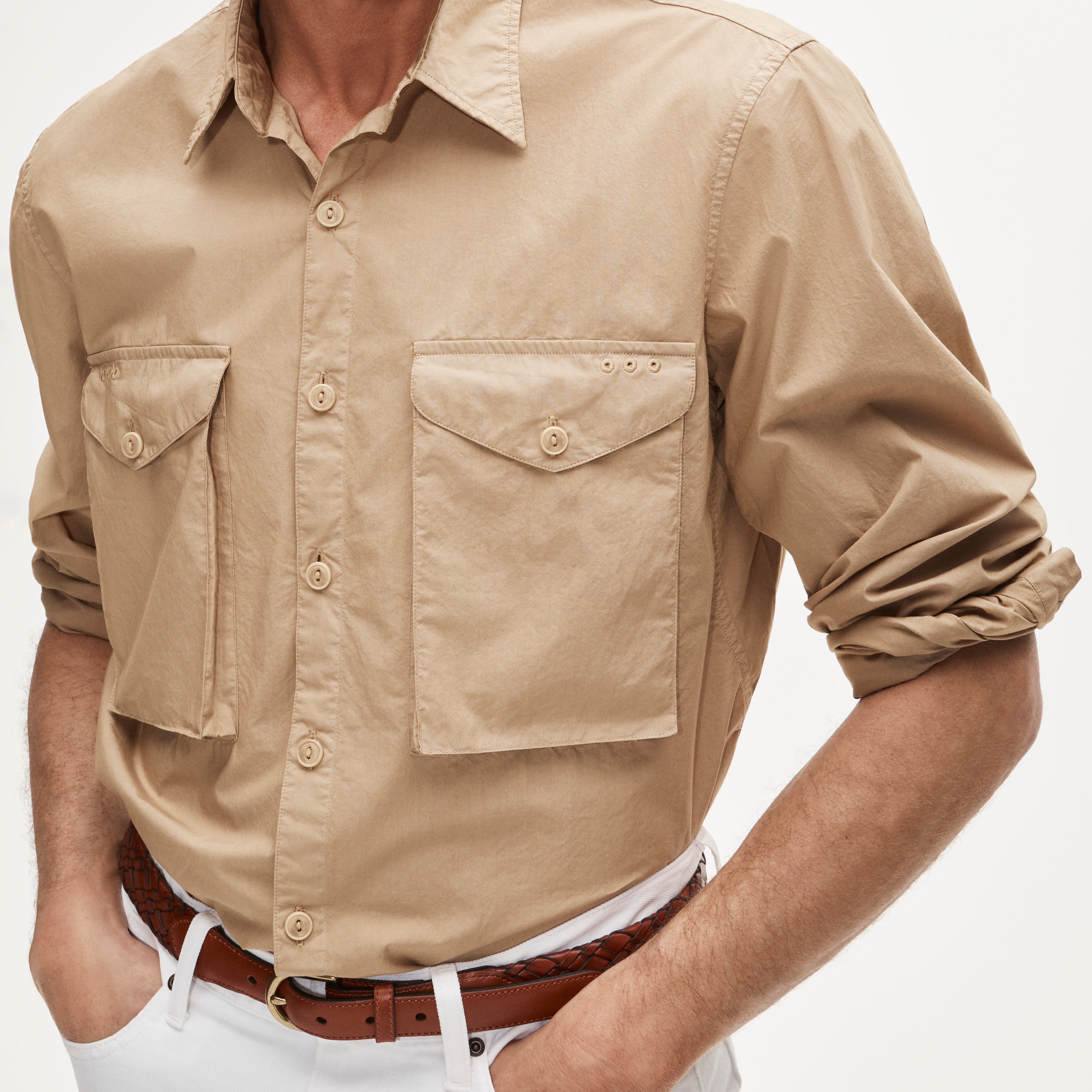 Fishing shirt in cotton poplin sail cloth