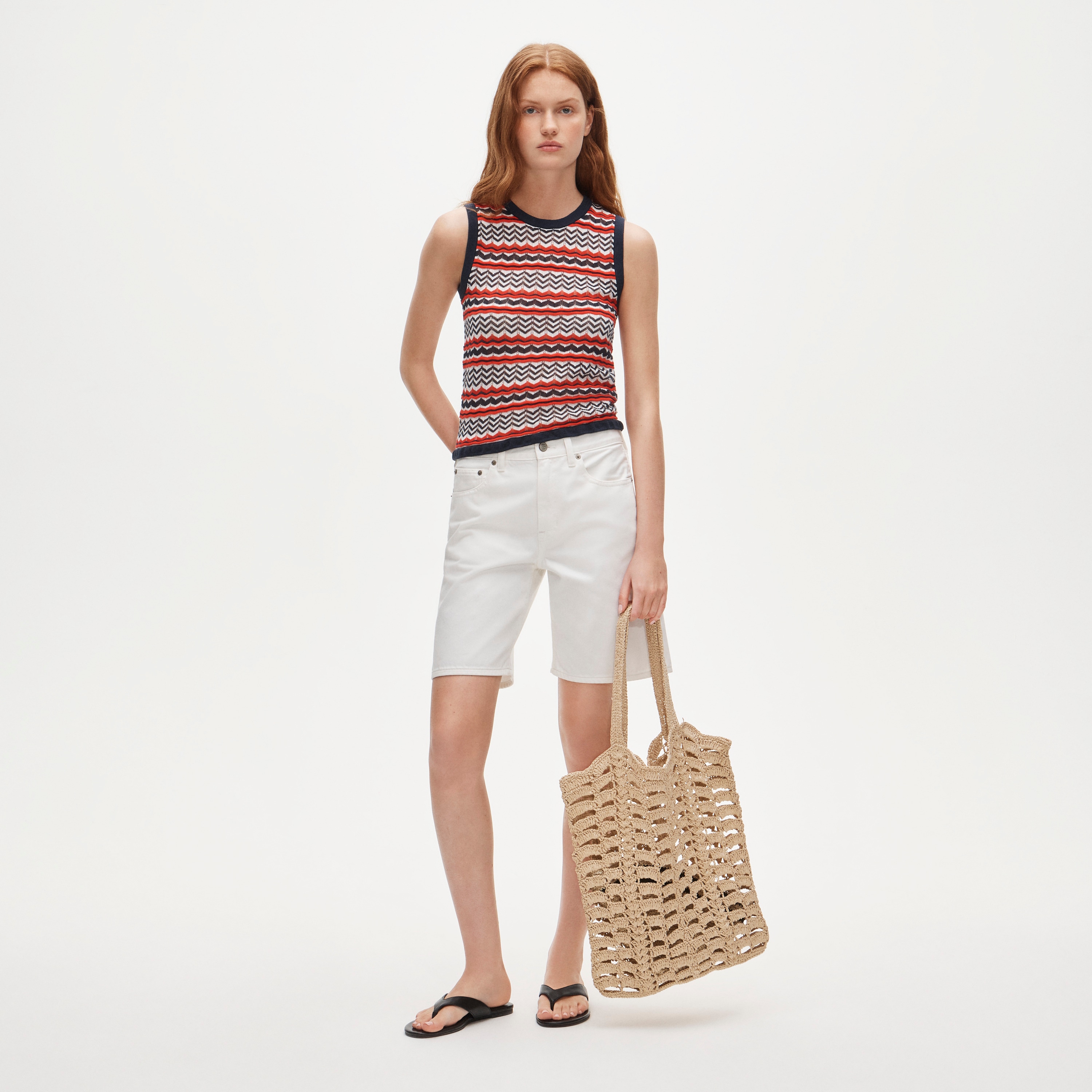 Sweater-tank in pointelle chevron