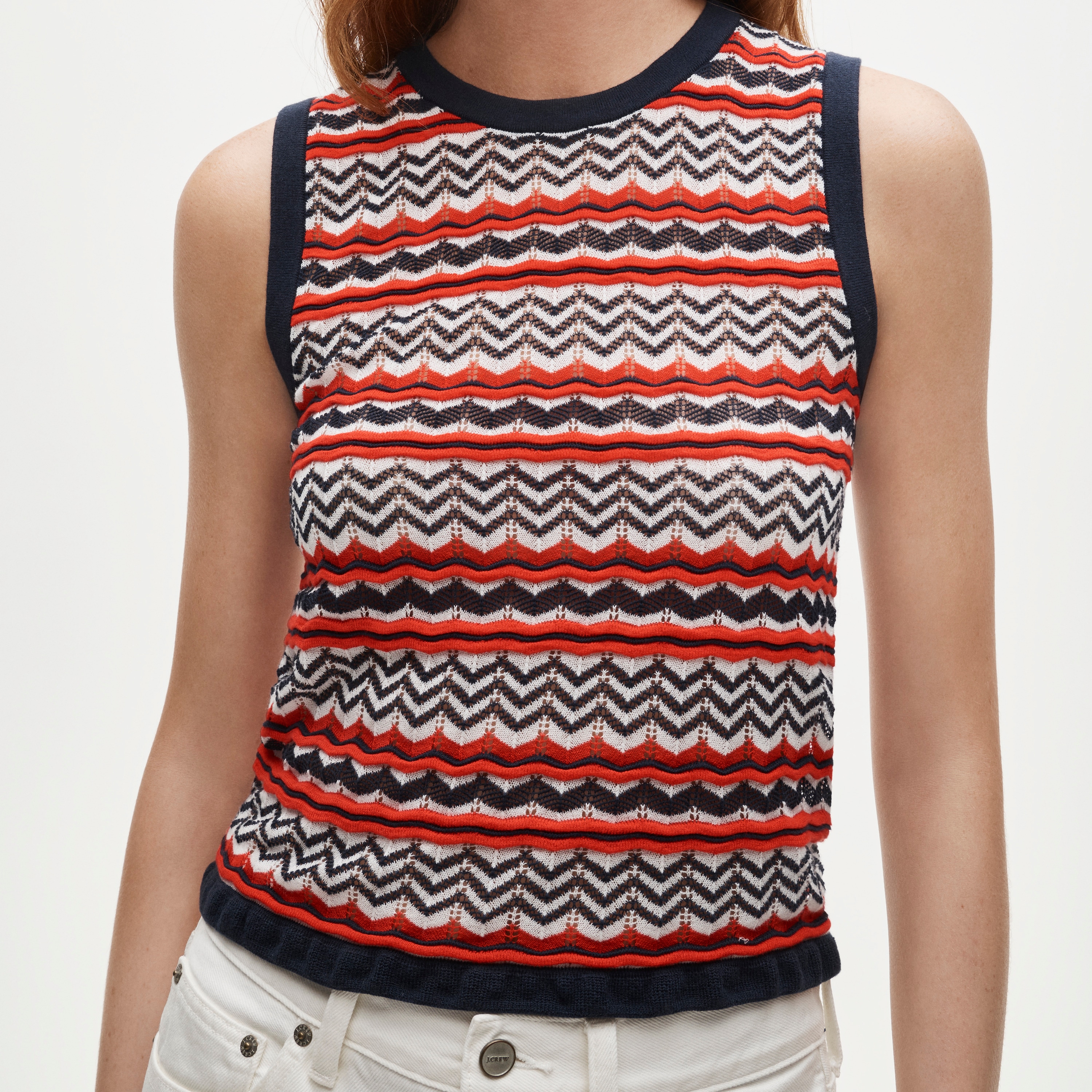 Sweater-tank in pointelle chevron