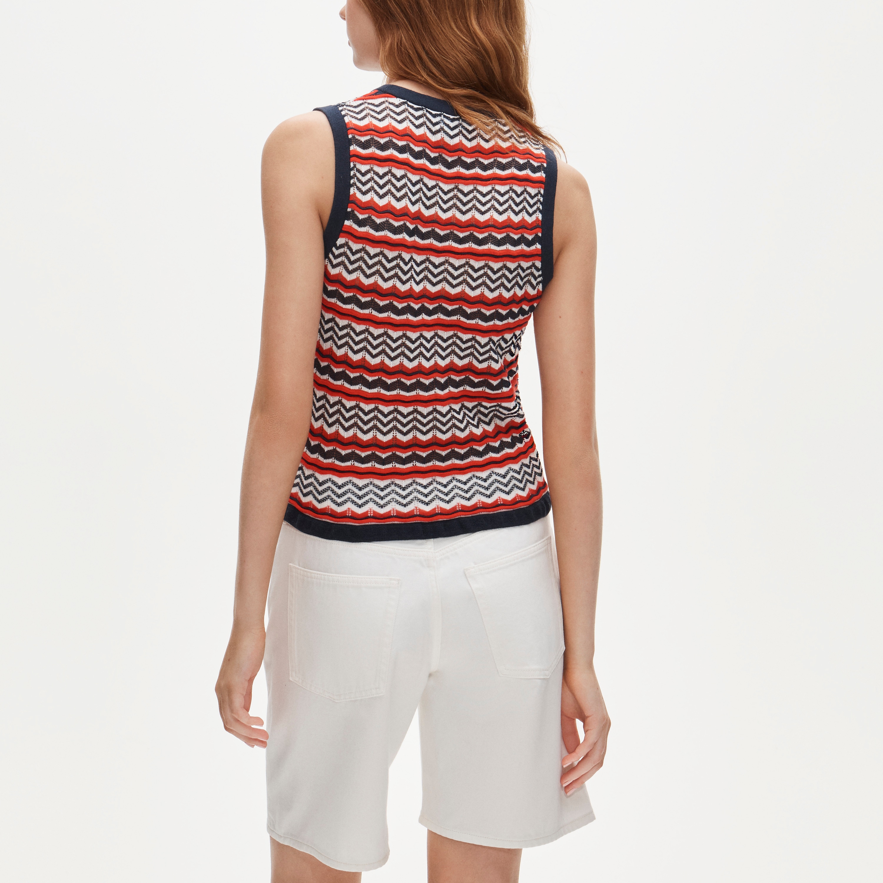 Sweater-tank in pointelle chevron