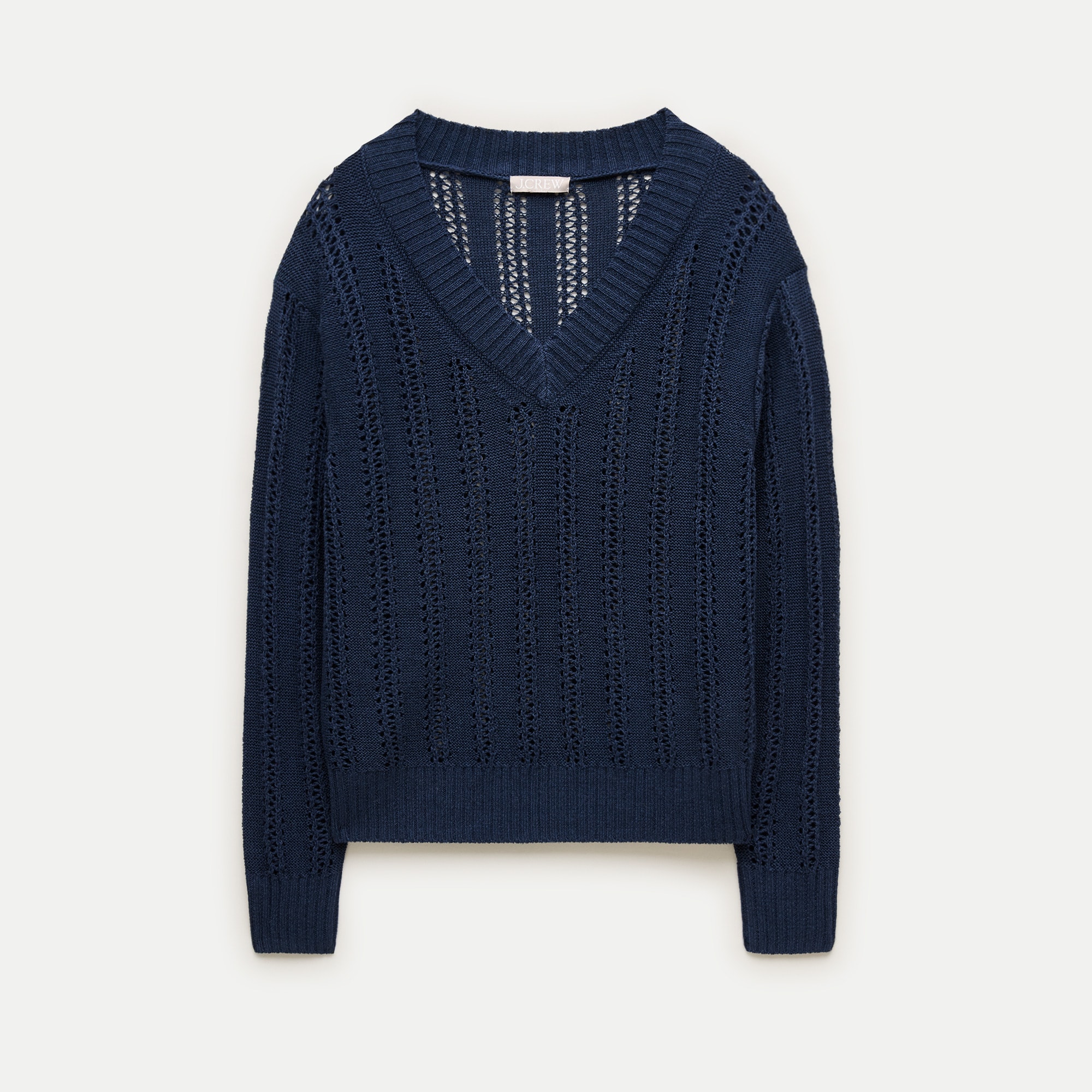 Open-knit V-neck Sweater In Linen Blend For Women | J.Crew