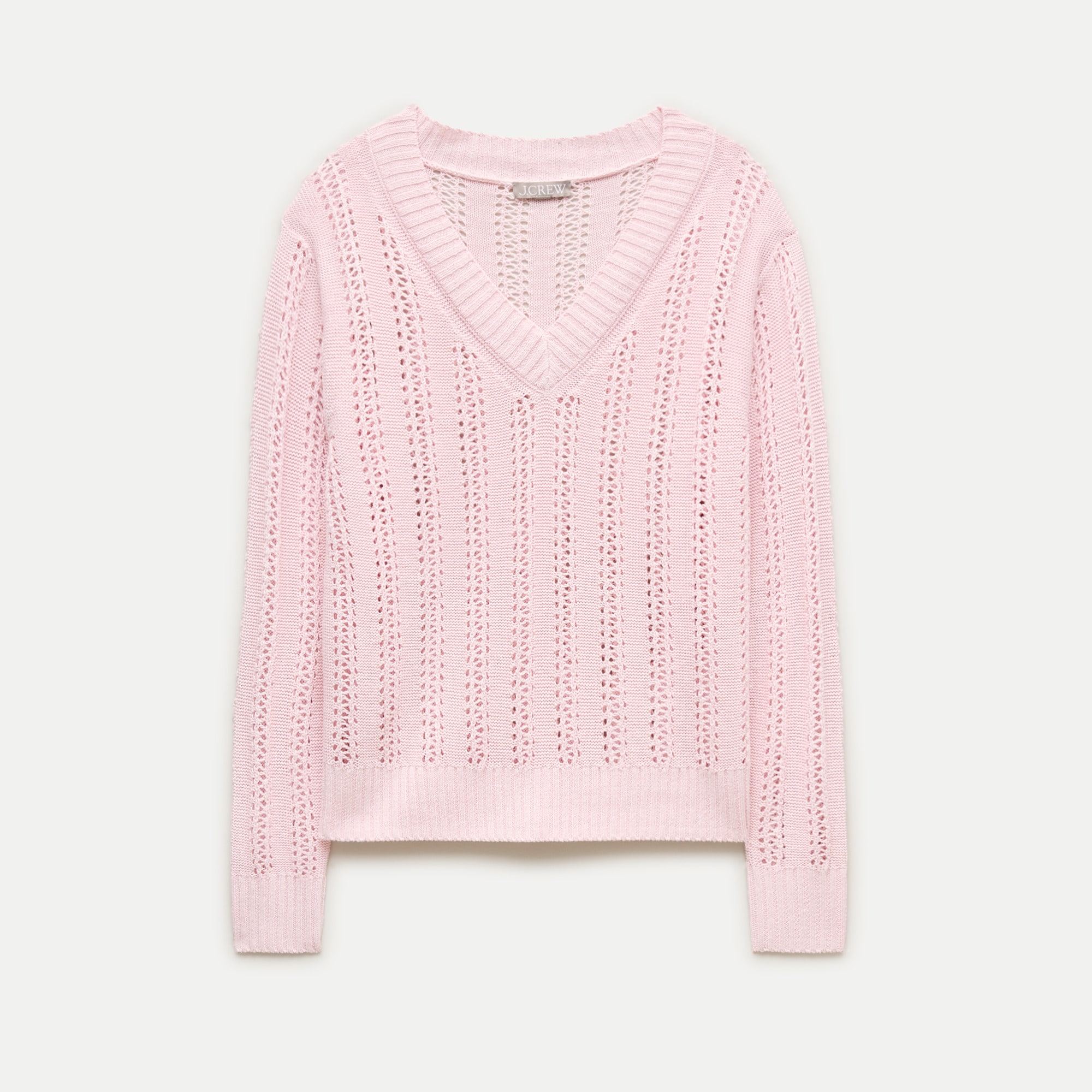 Open-knit V-neck sweater in linen blend