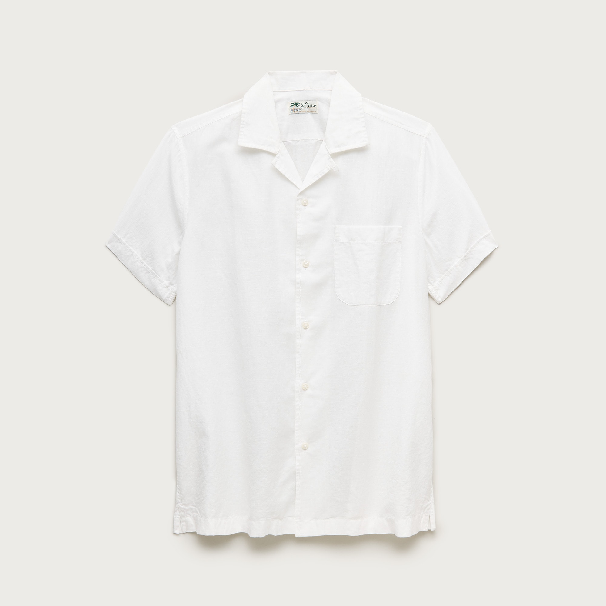 Short-sleeve Camp-collar Shirt In Cotton Linen–blend For Men