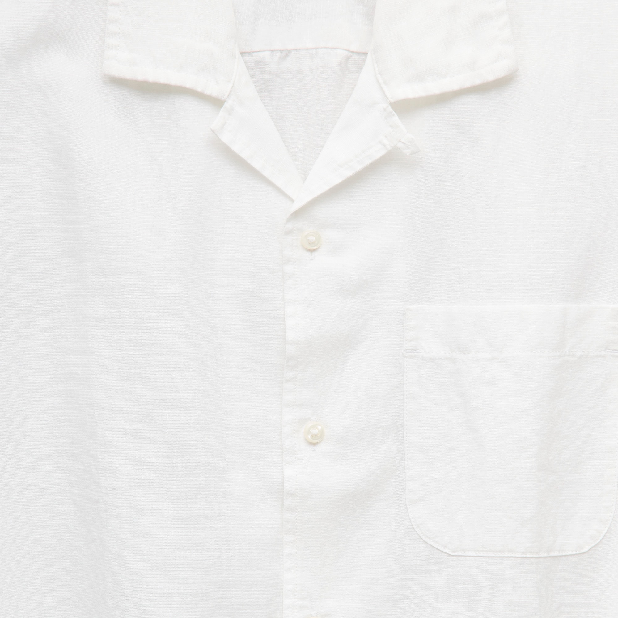 Short-sleeve camp-collar shirt in cotton-linen blend