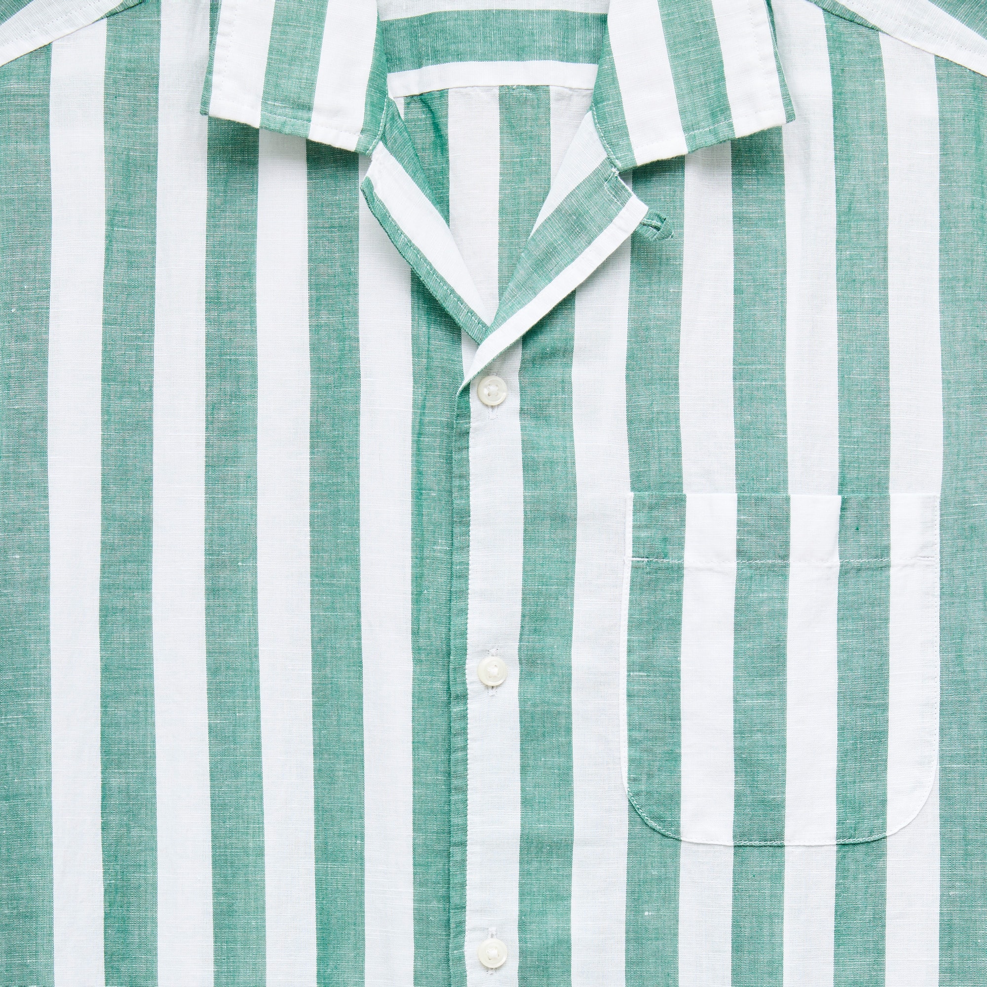 Short-sleeve camp-collar shirt in cotton-linen blend