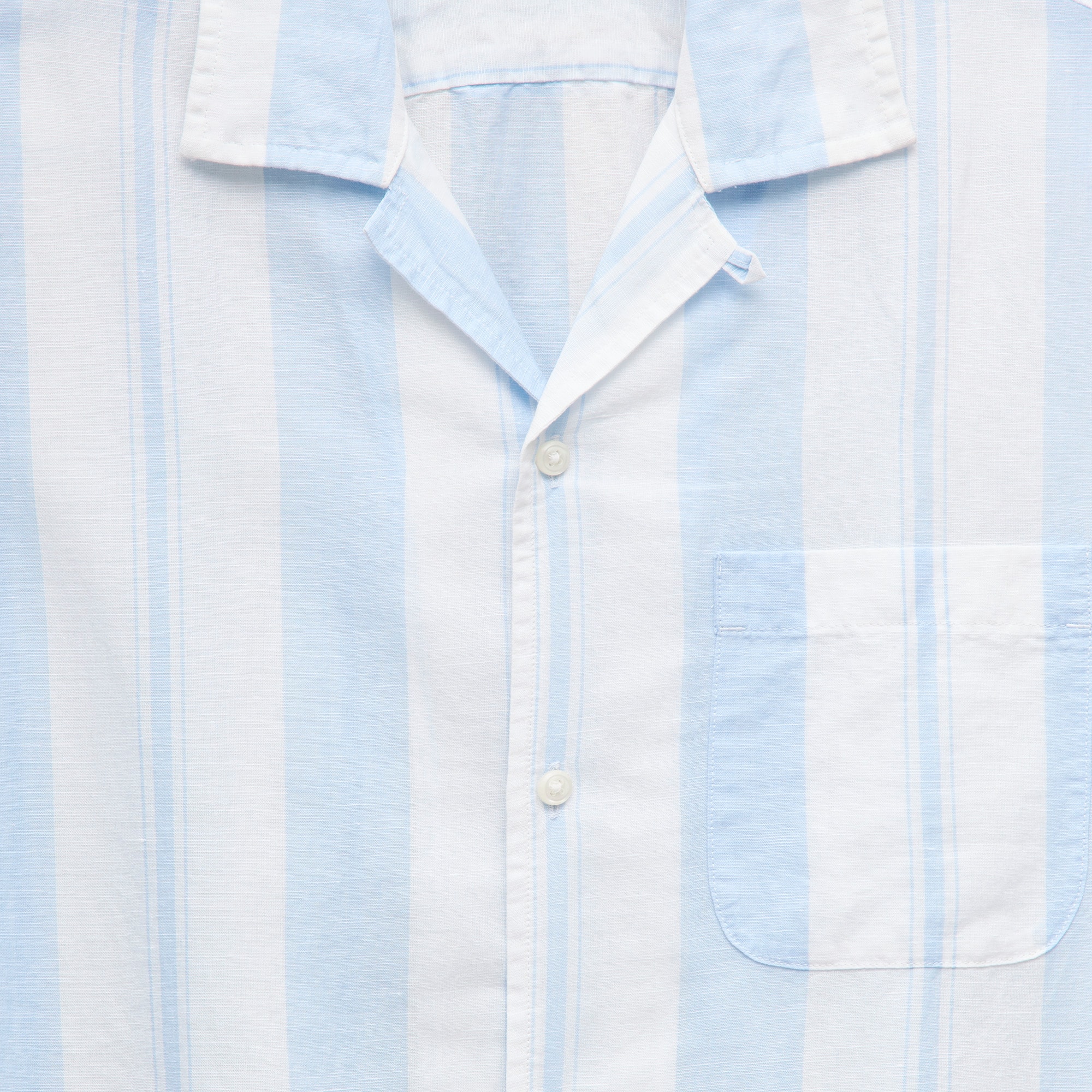Short-sleeve camp-collar shirt in cotton-linen blend
