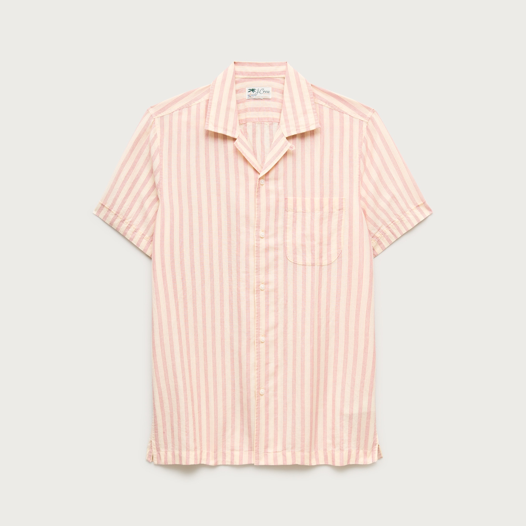 Short-sleeve Camp-collar Shirt In Cotton Linen–blend For Men