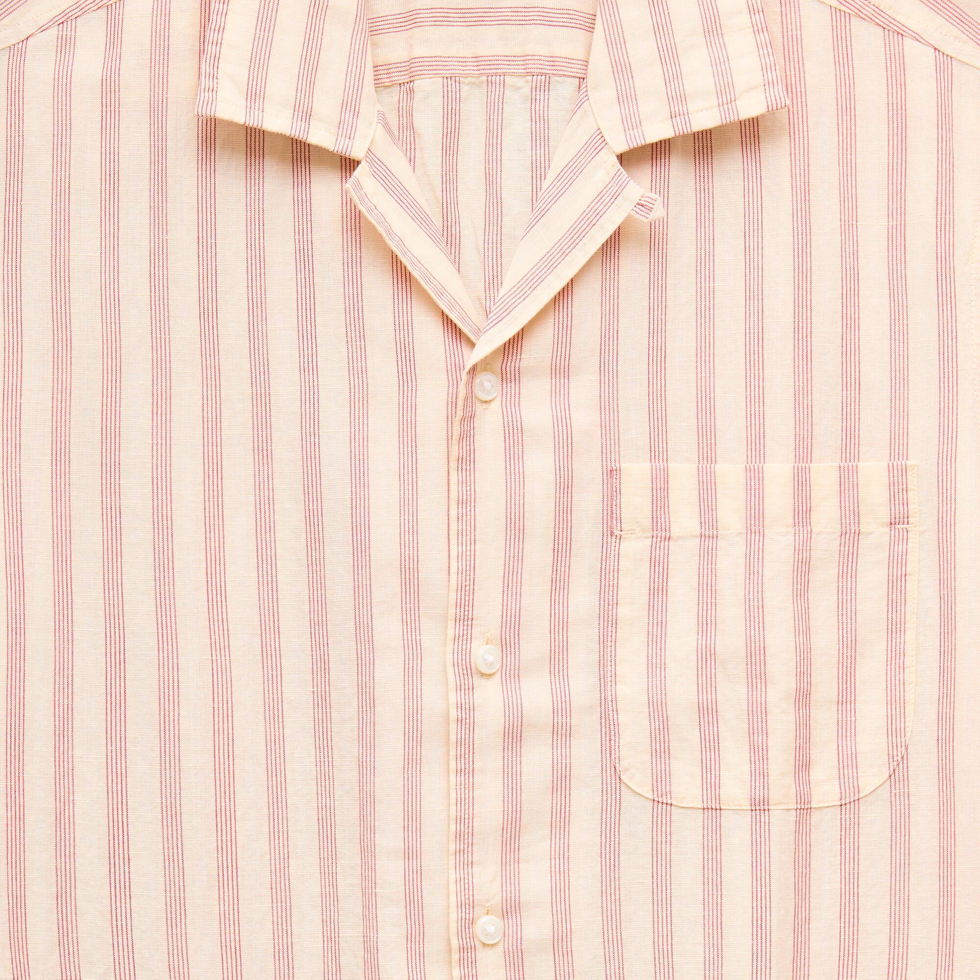 Short-sleeve Camp-collar Shirt In Cotton Linen–blend For Men