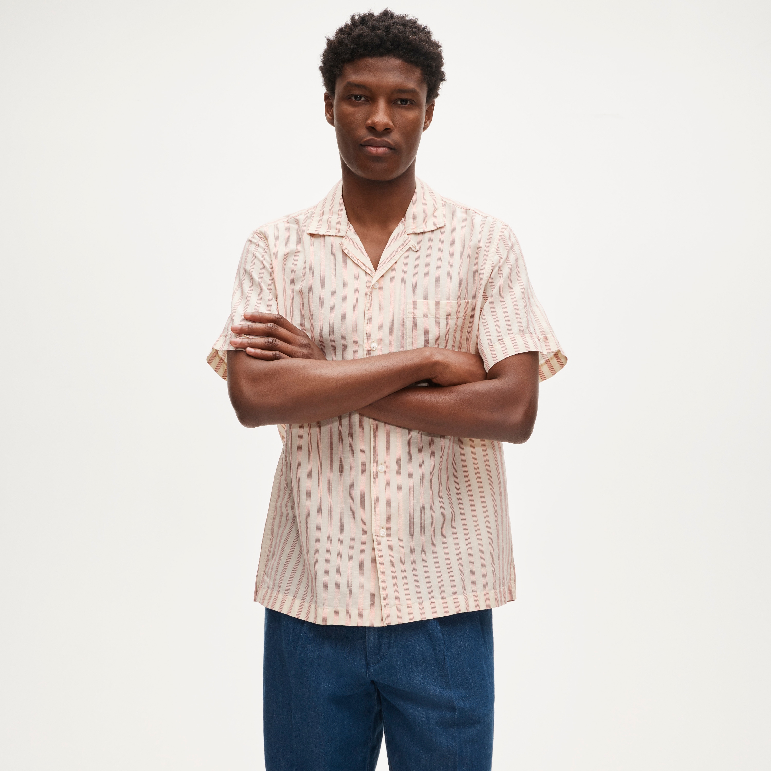 Short-sleeve Camp-collar Shirt In Cotton-linen Blend For Men | J.Crew