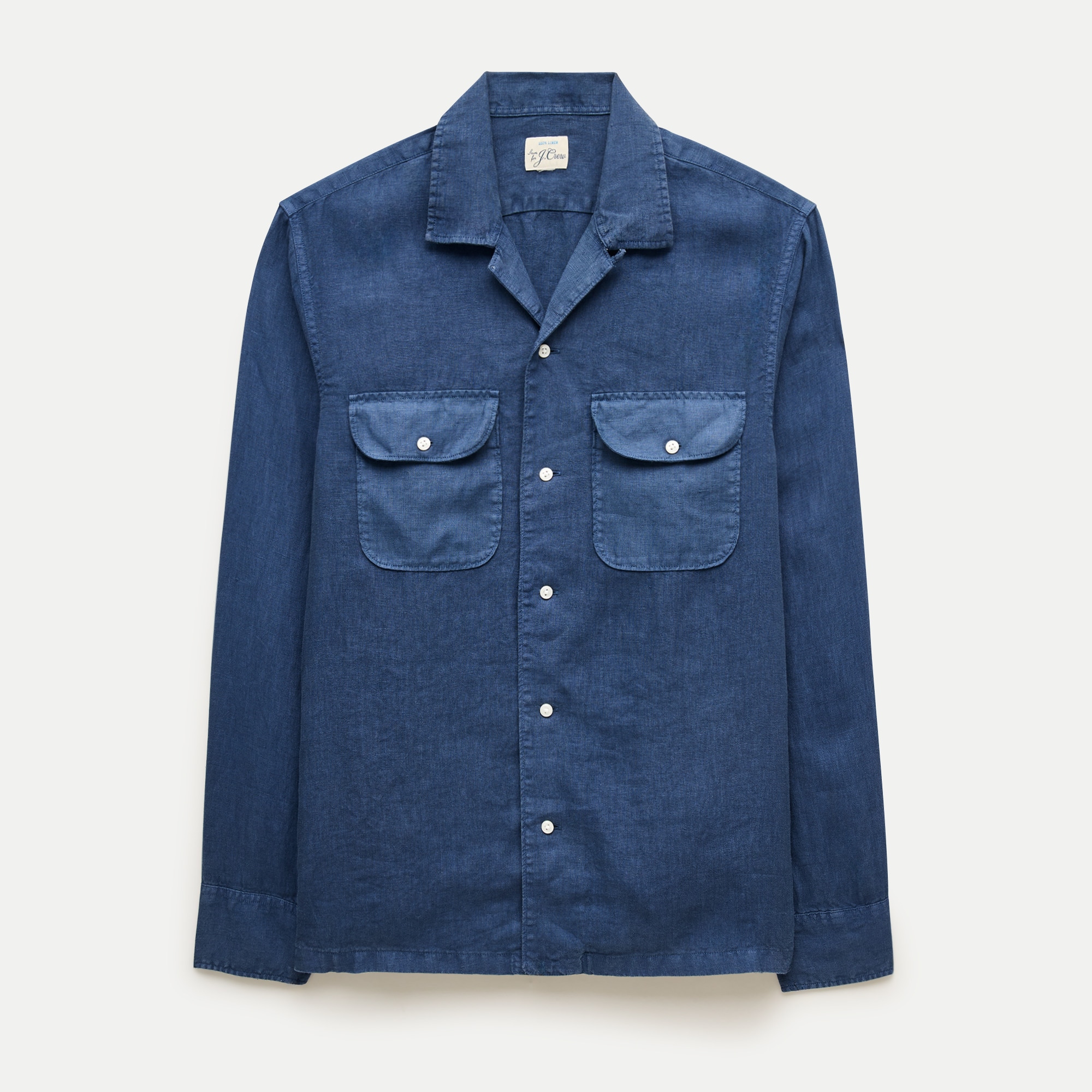 Camp-collar linen shirt