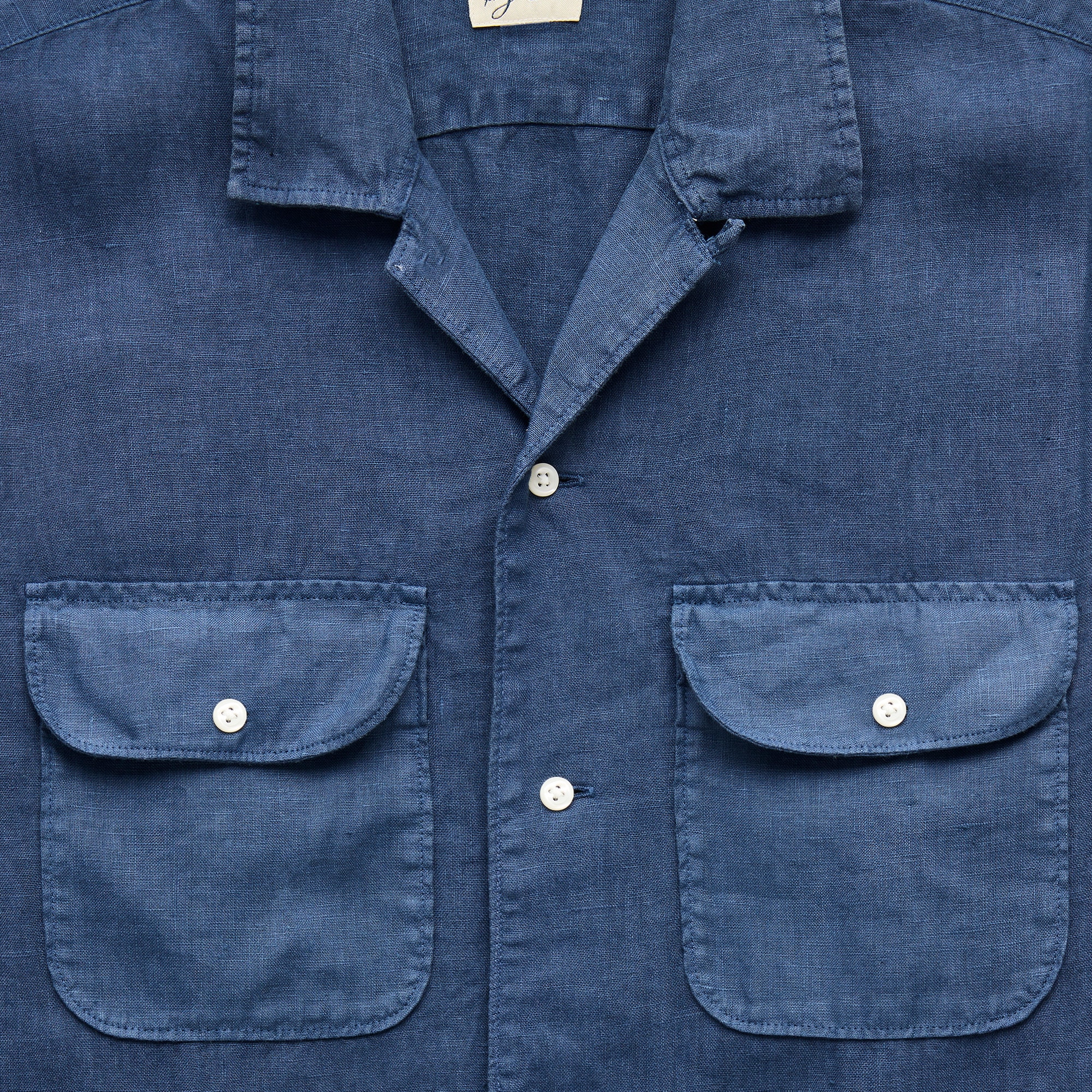 Camp-collar linen shirt