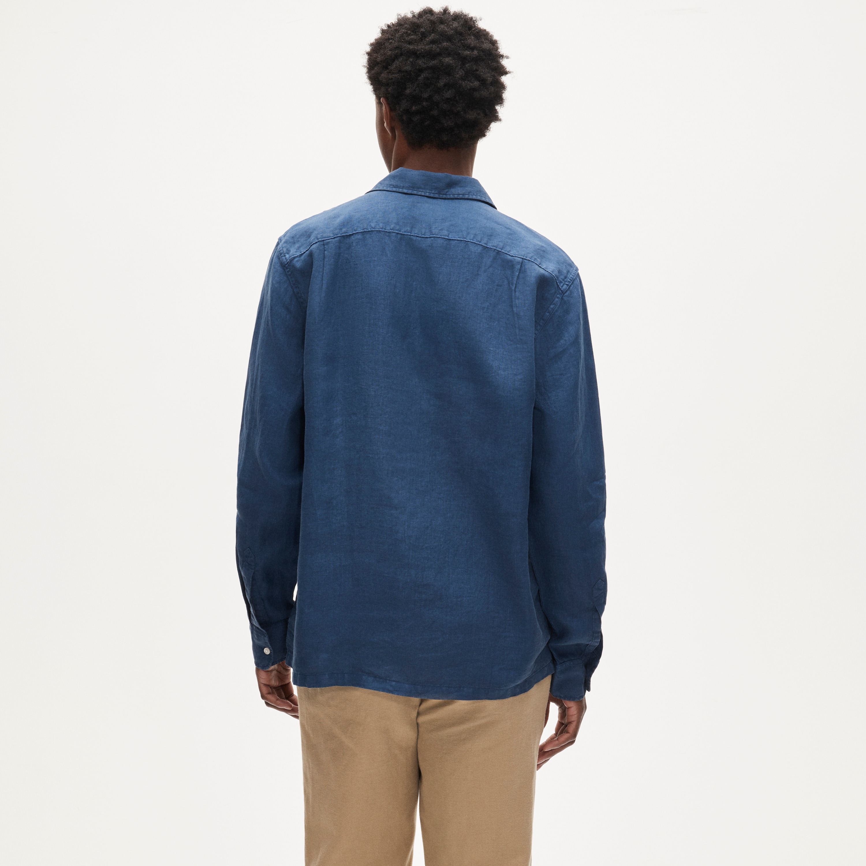 Camp-collar linen shirt