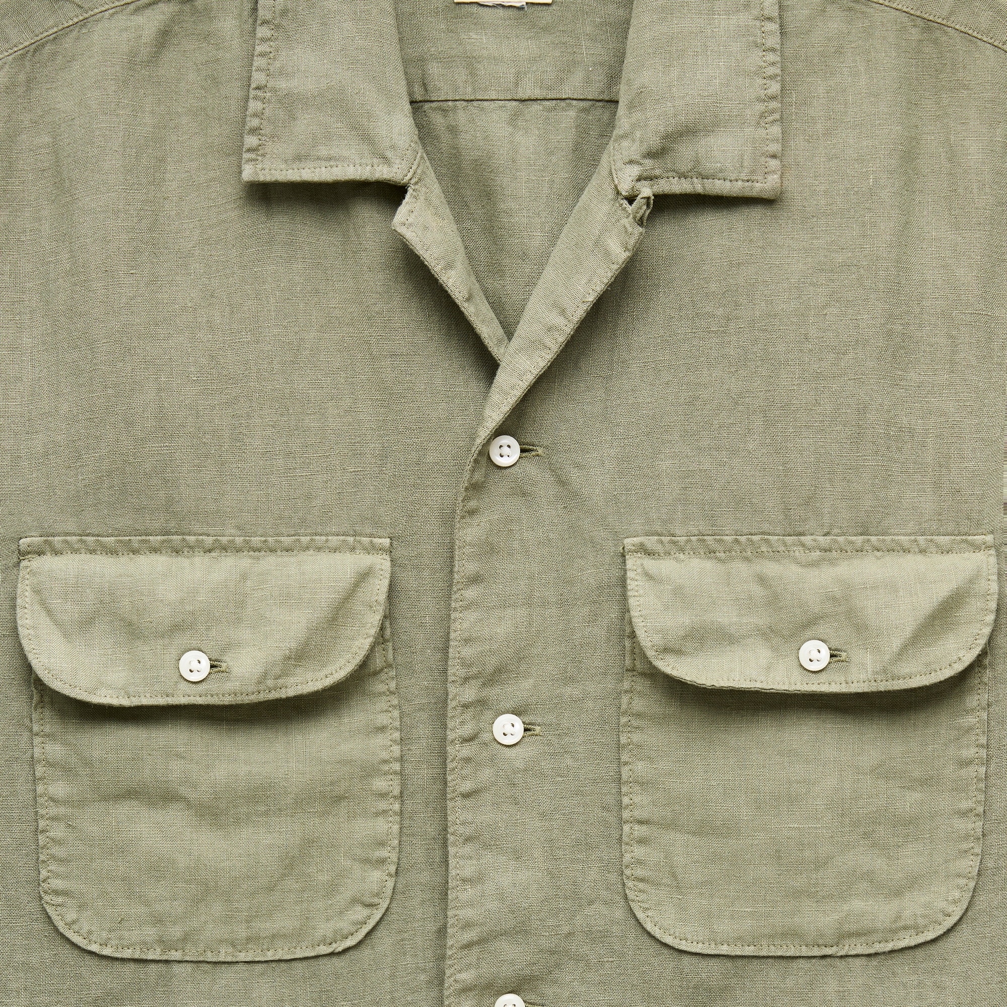 Camp-collar linen shirt