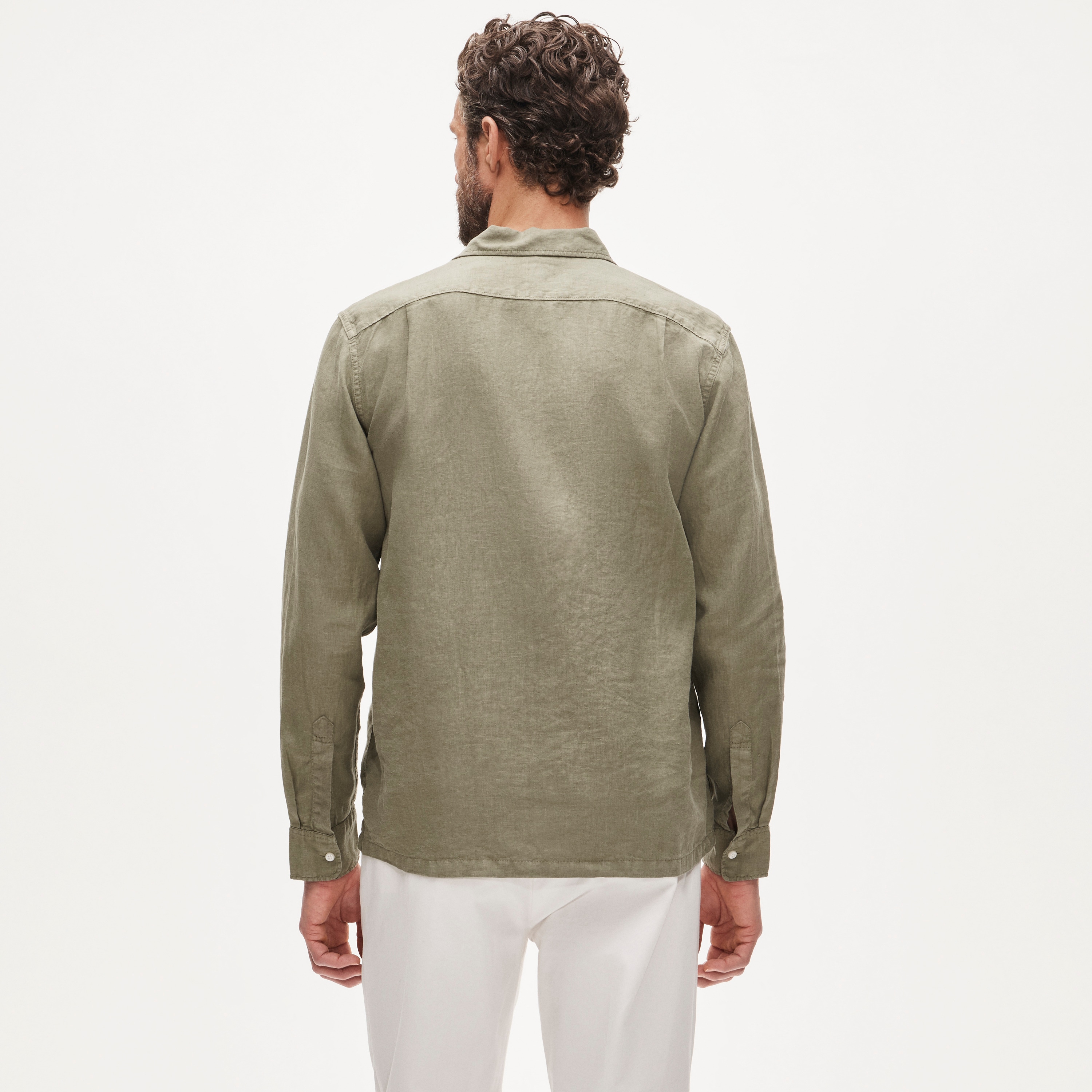 Camp-collar linen shirt