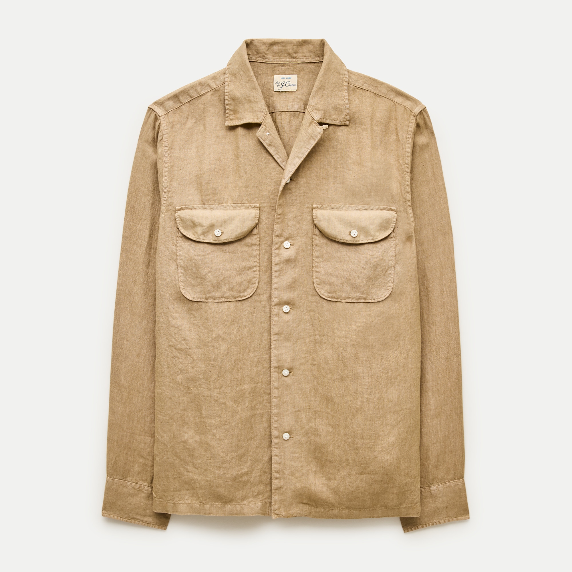 Camp-collar linen shirt