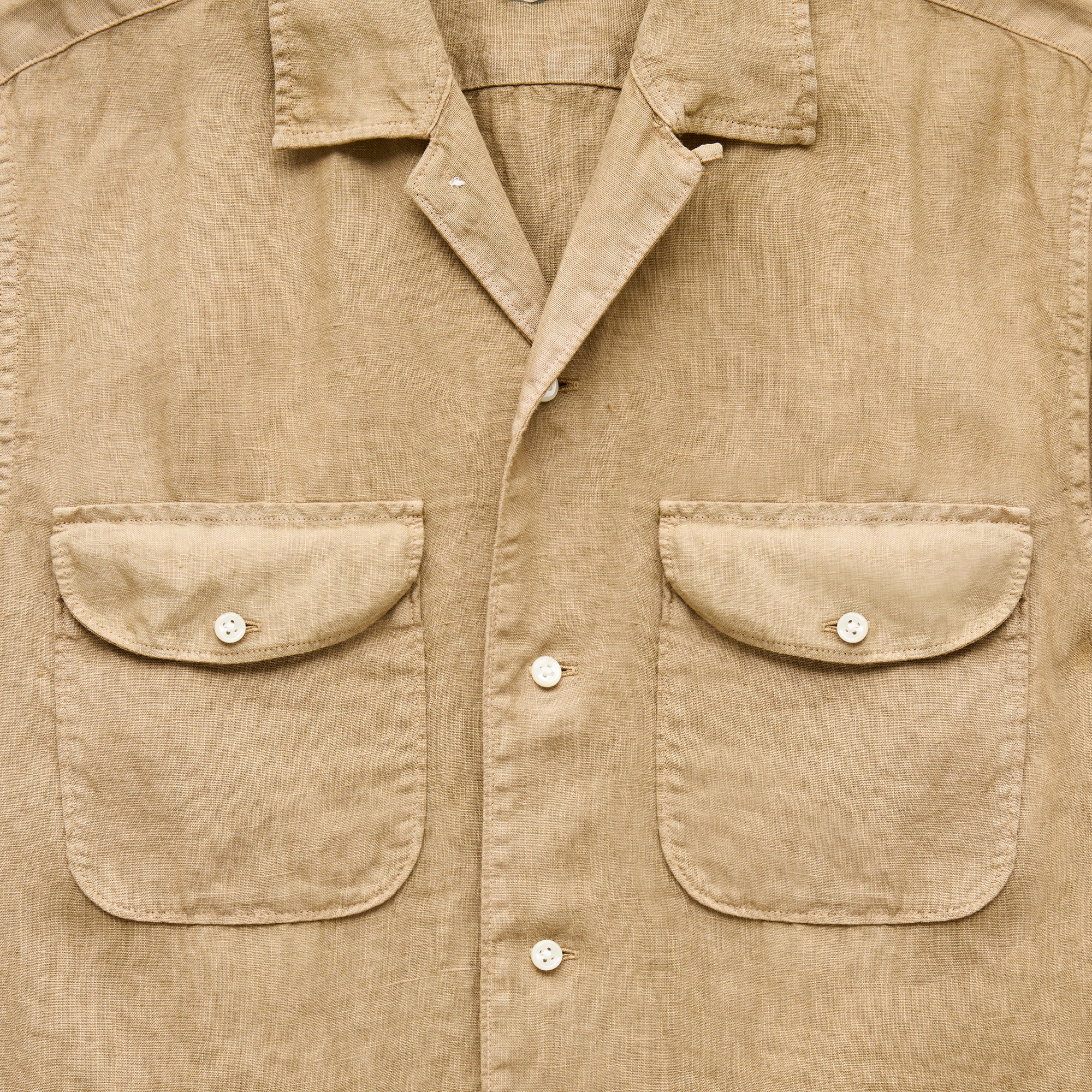 Camp-collar linen shirt
