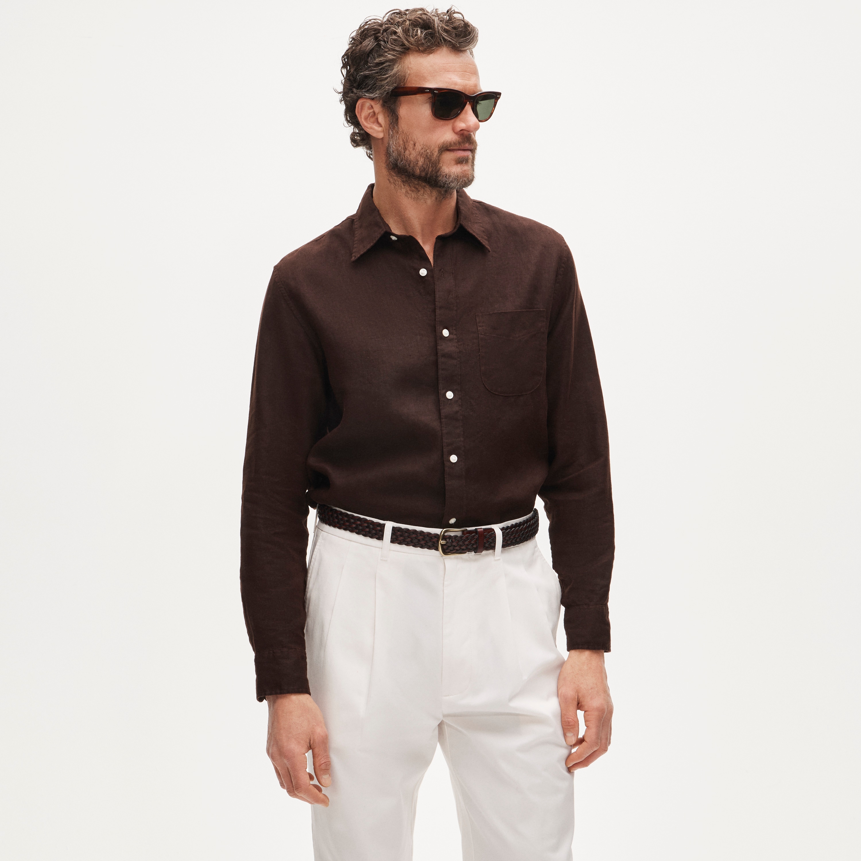 Linen Point-collar Shirt For Men | J.Crew