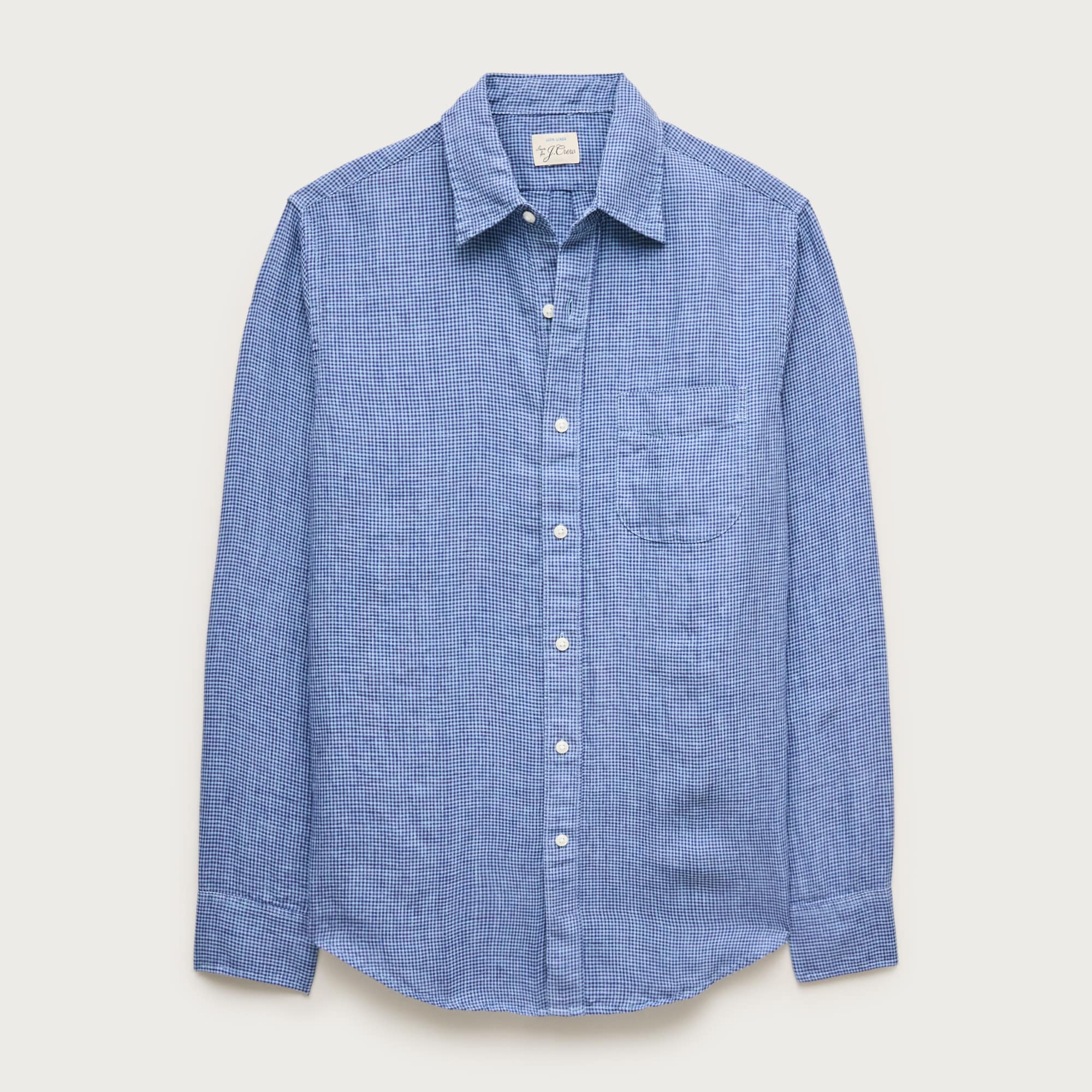 Linen point-collar shirt