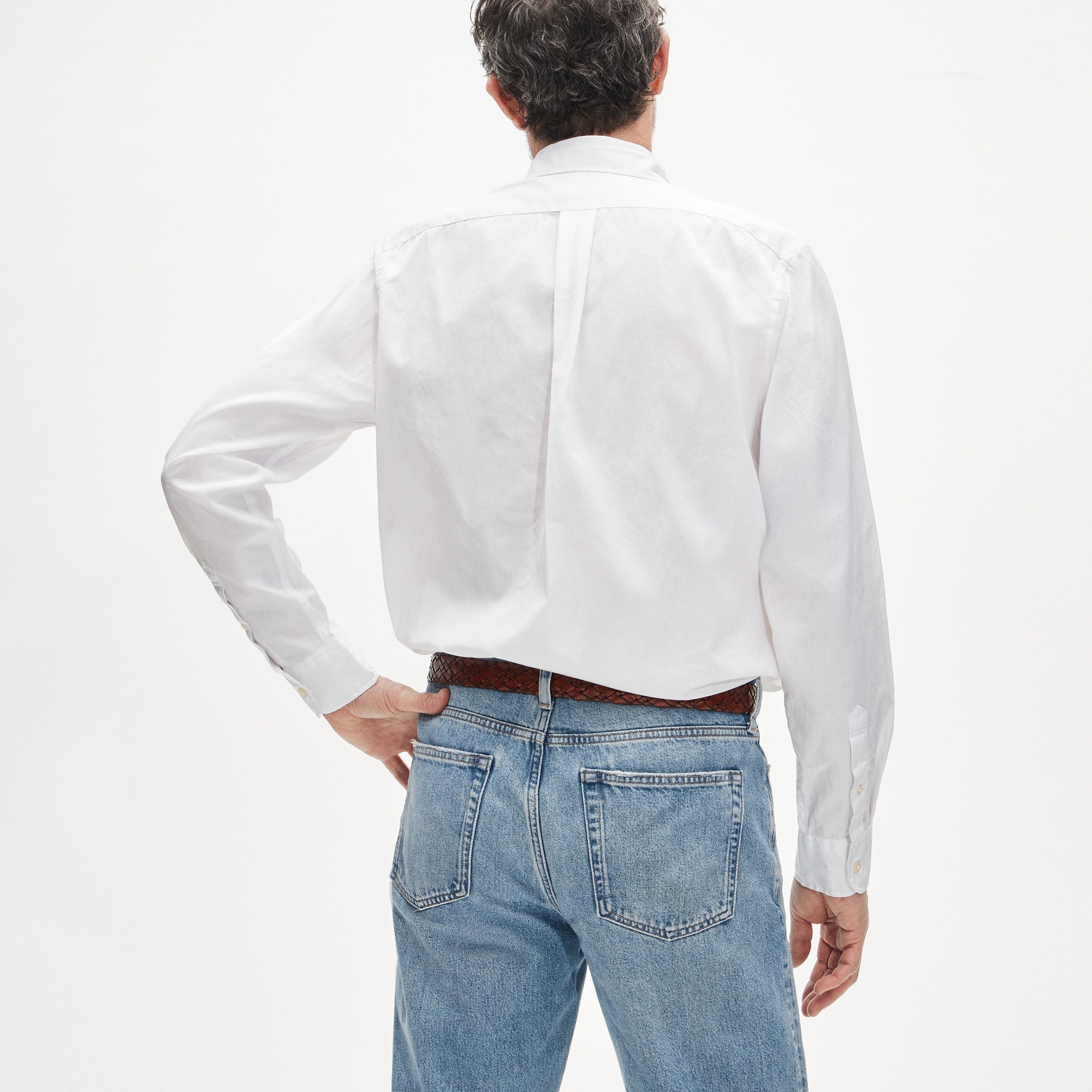 Poplin shirt with button-down collar