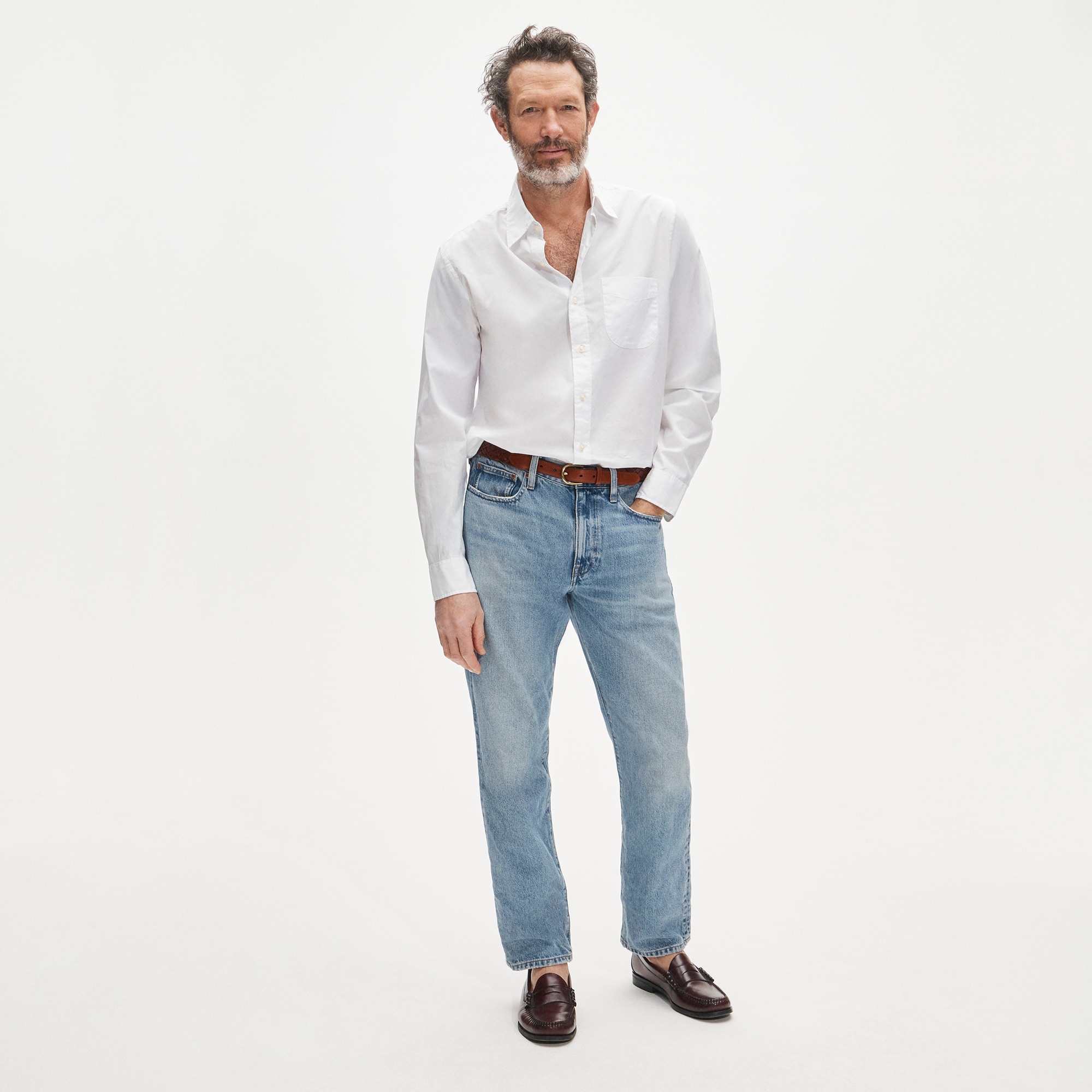 Poplin shirt with button-down collar