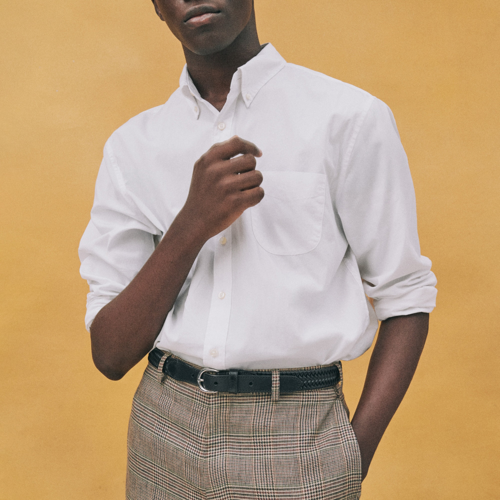 Poplin shirt with button-down collar