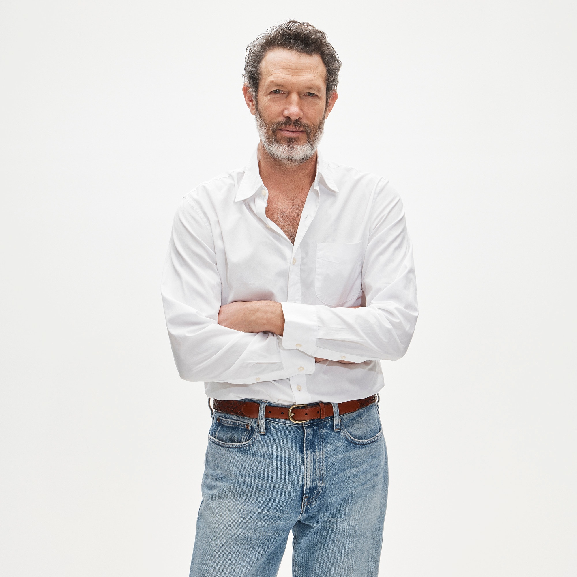 Poplin shirt with button-down collar