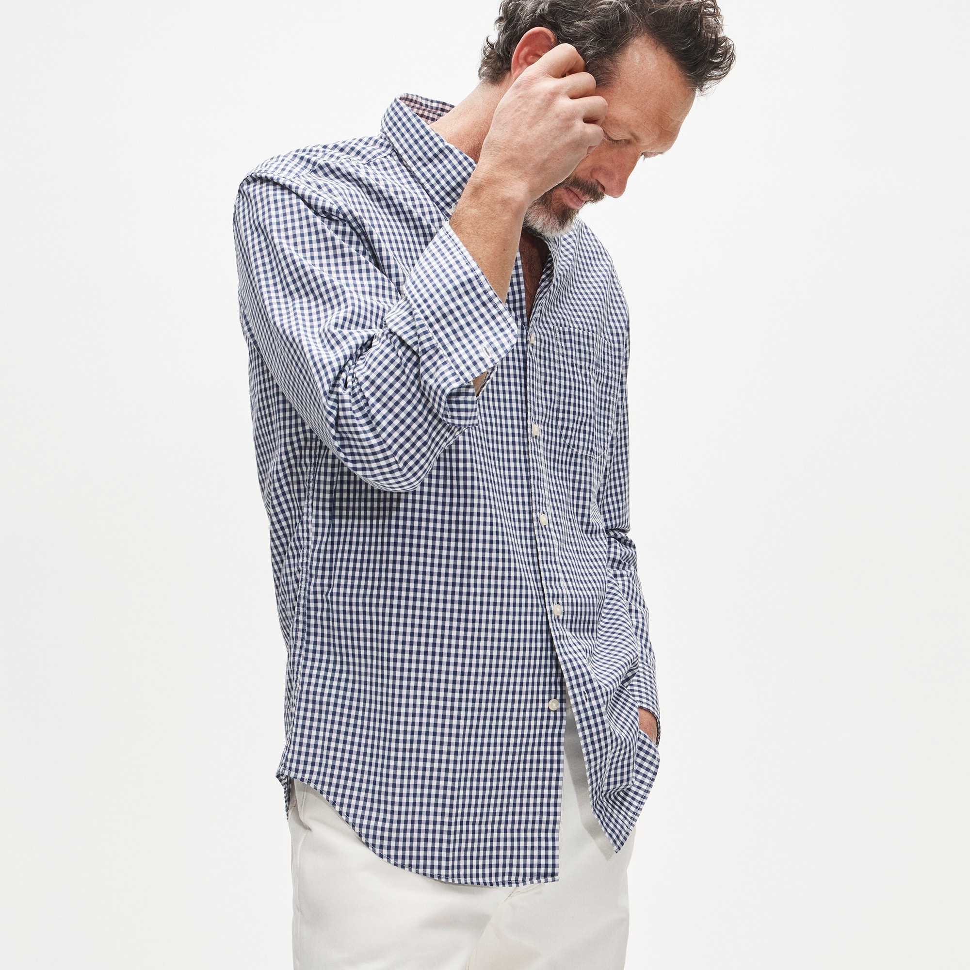 Poplin shirt with button-down collar