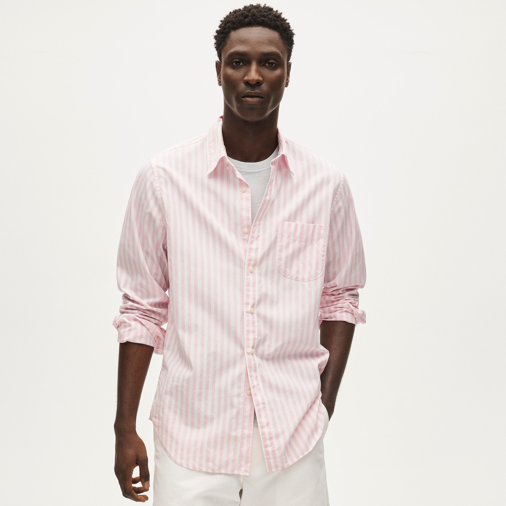 Poplin shirt with button-down collar